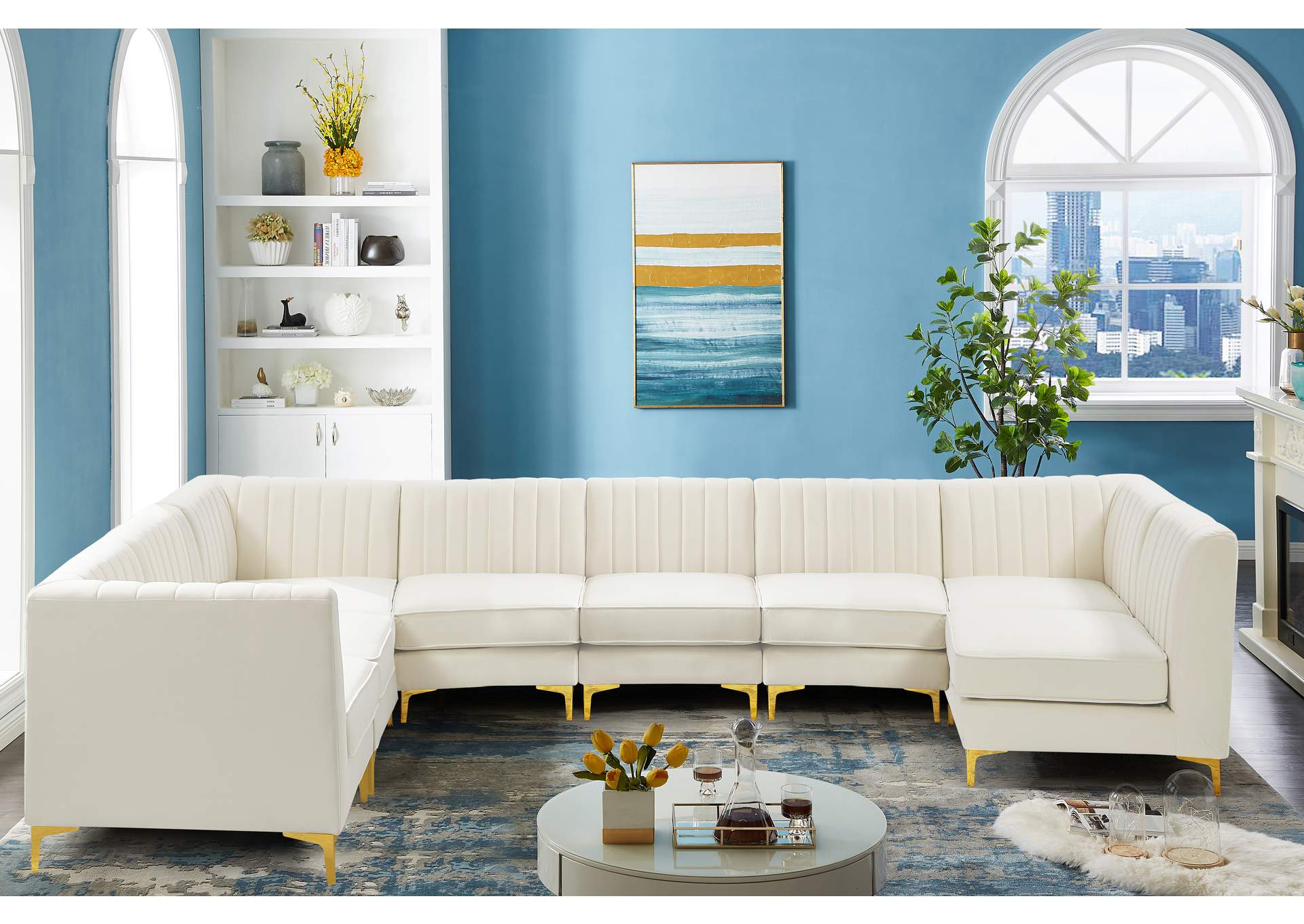 Alina Cream Velvet Modular Sectional