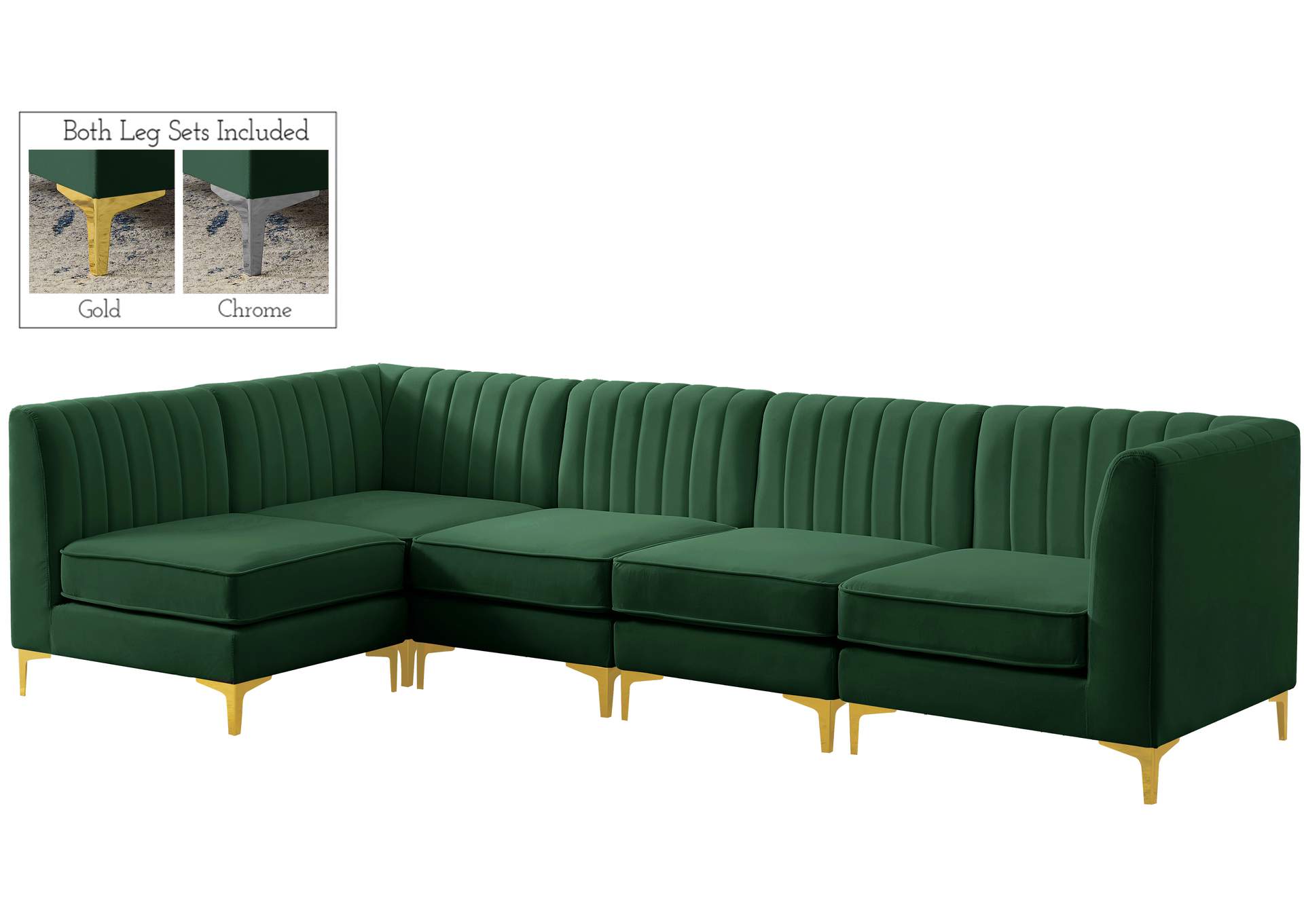 Alina Green Velvet Modular Sectional