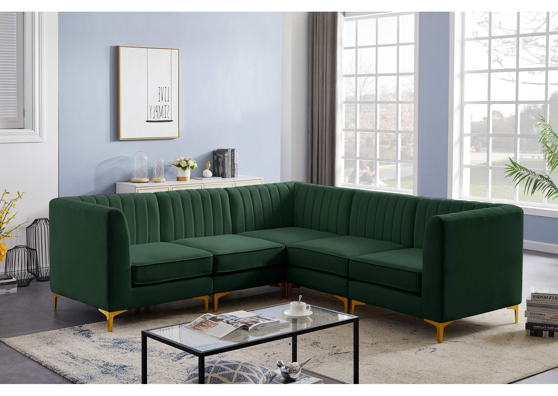 Alina Green Velvet Modular Sectional