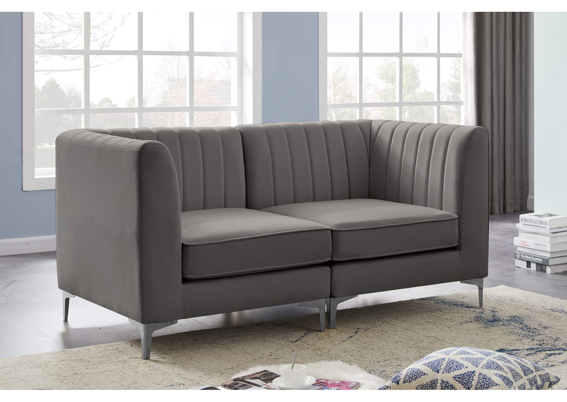 Alina Grey Velvet Modular Sofa