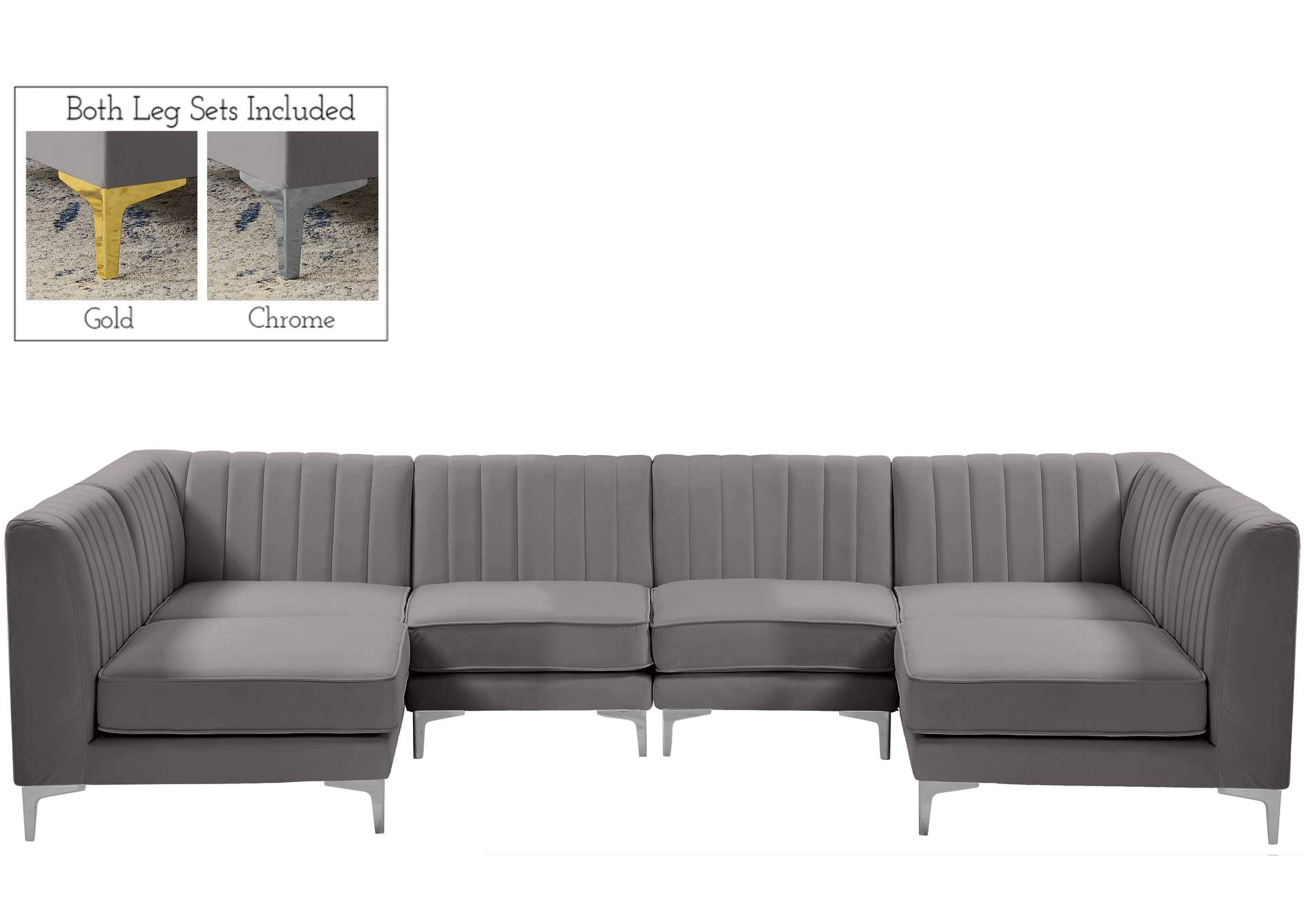 Alina Grey Velvet Modular Sectional