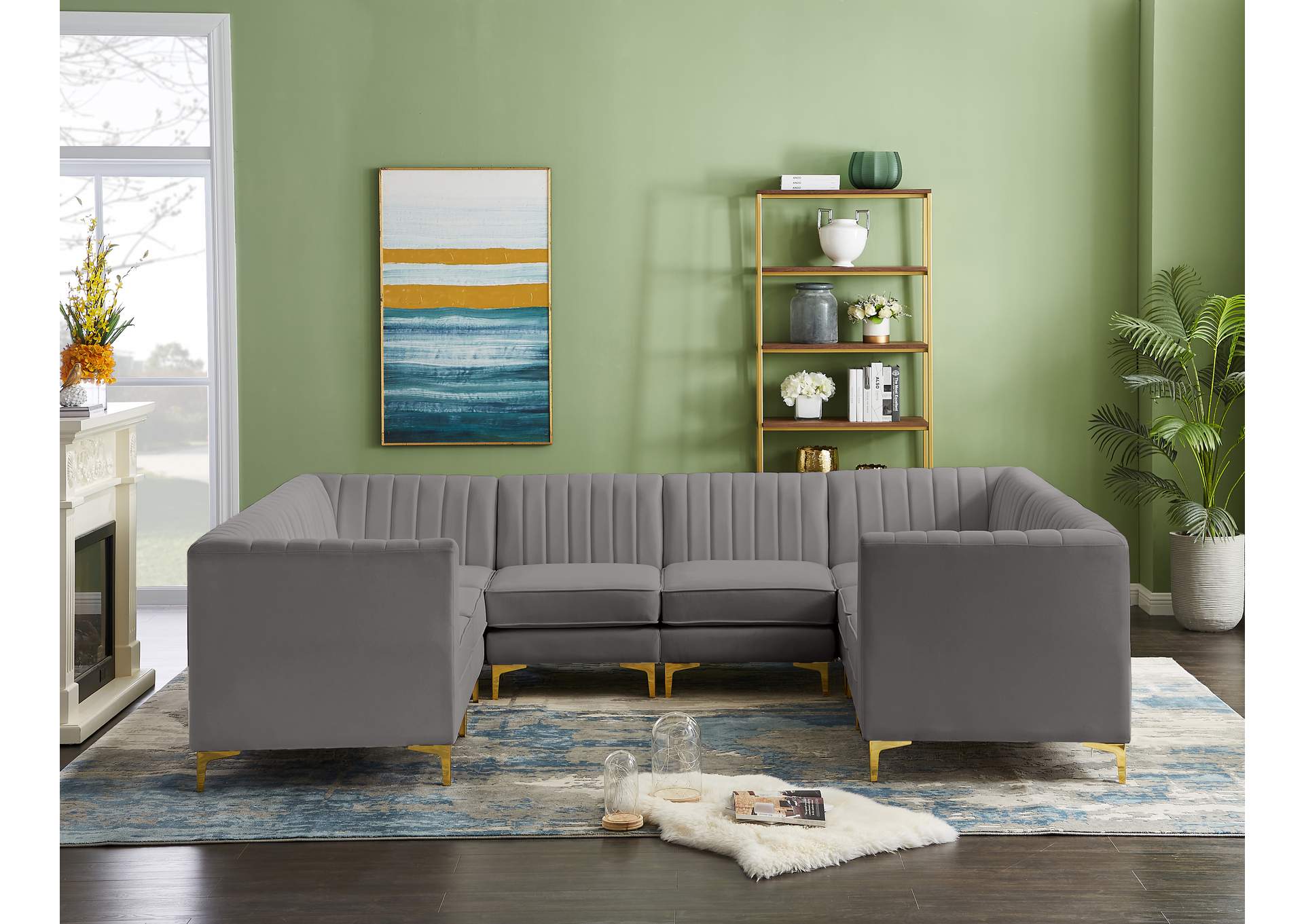 Alina Grey Velvet Modular Sectional
