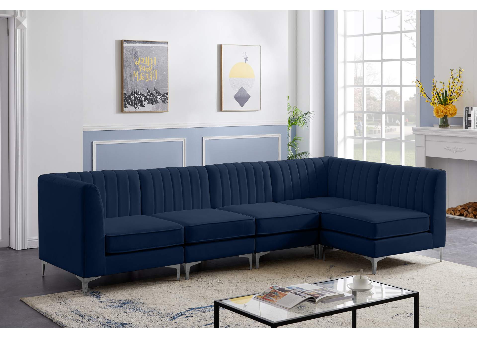 Alina Navy Velvet Modular Sectional