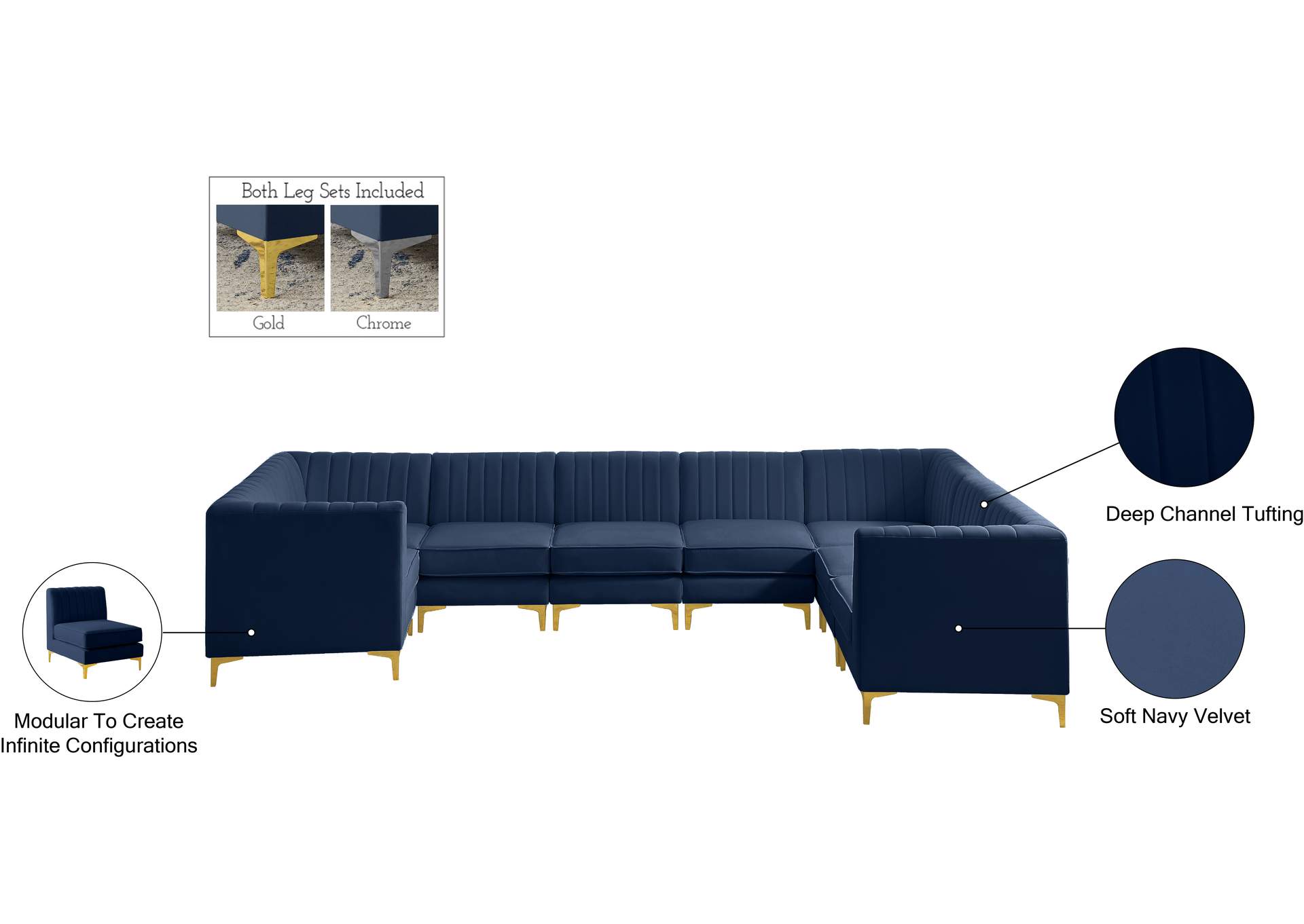 Alina Navy Velvet Modular Sectional