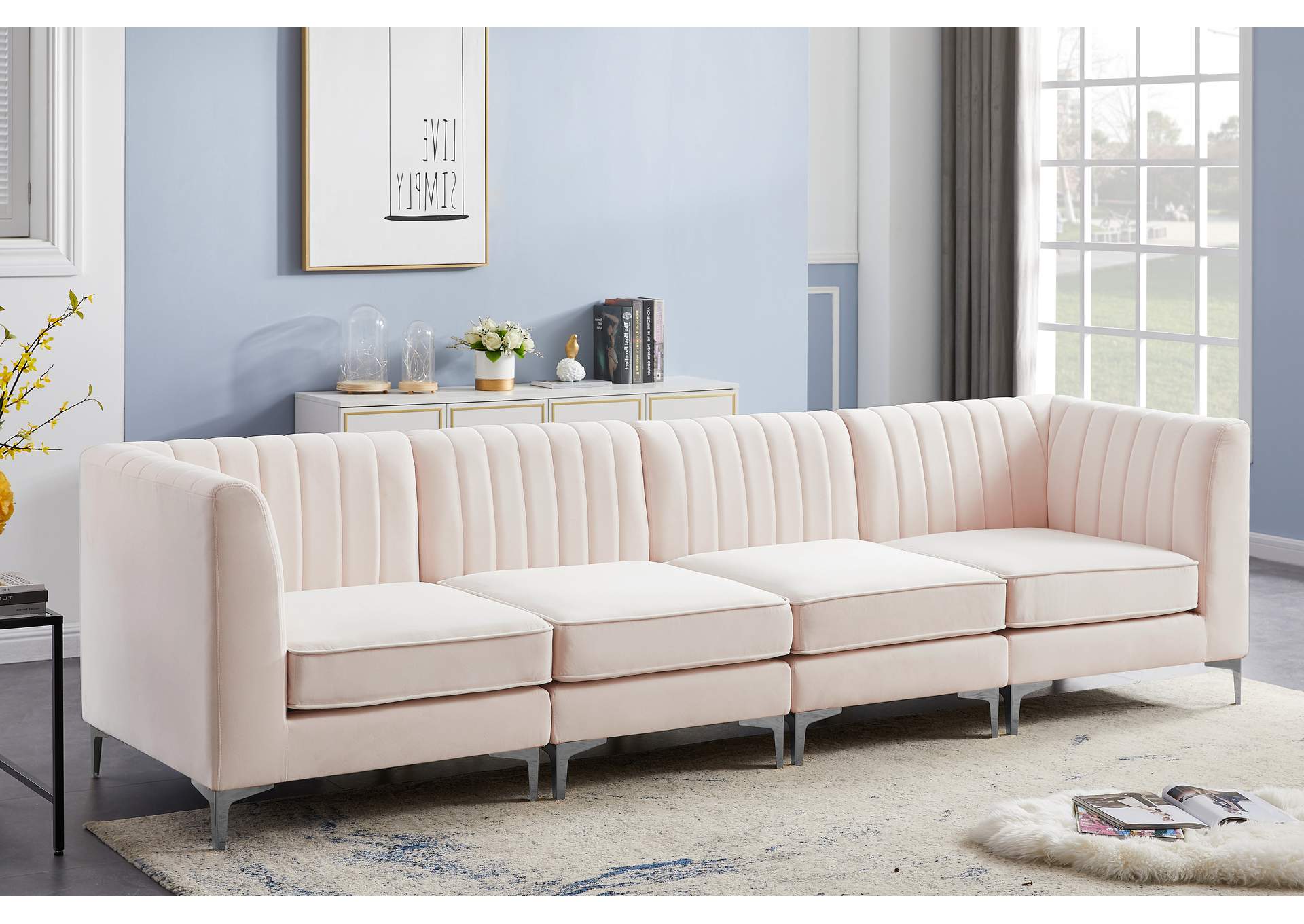 Alina Pink Velvet Modular Sectional