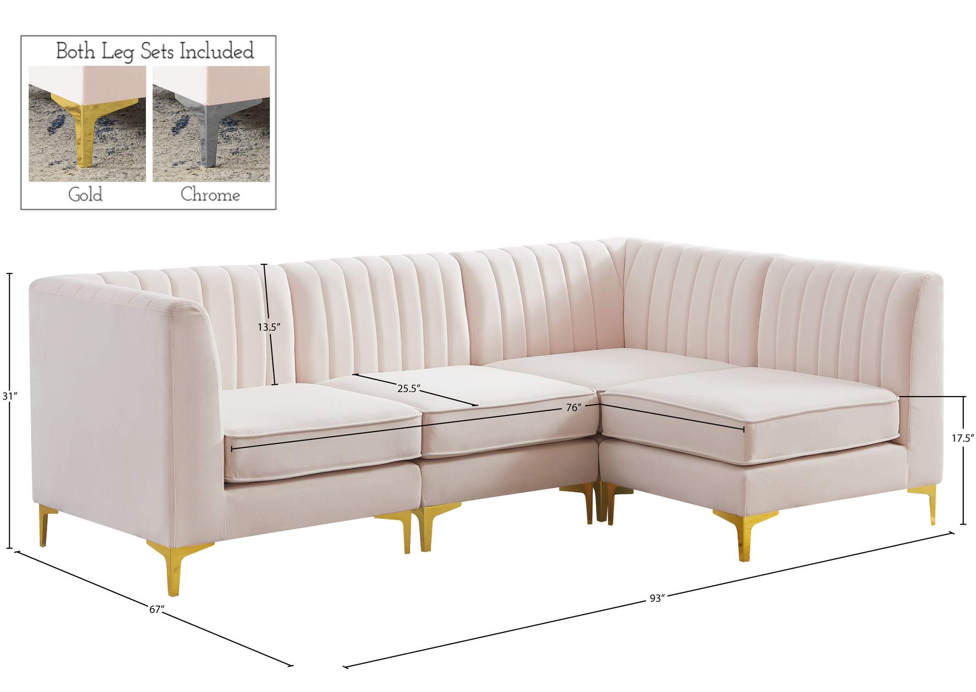 Alina Pink Velvet Modular Sectional