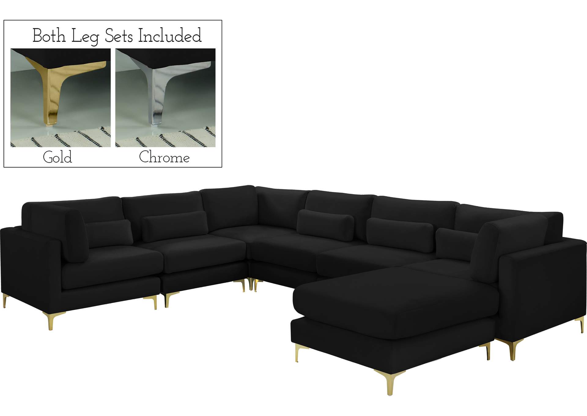 Julia Black Velvet Modular Sectional (7 Boxes)