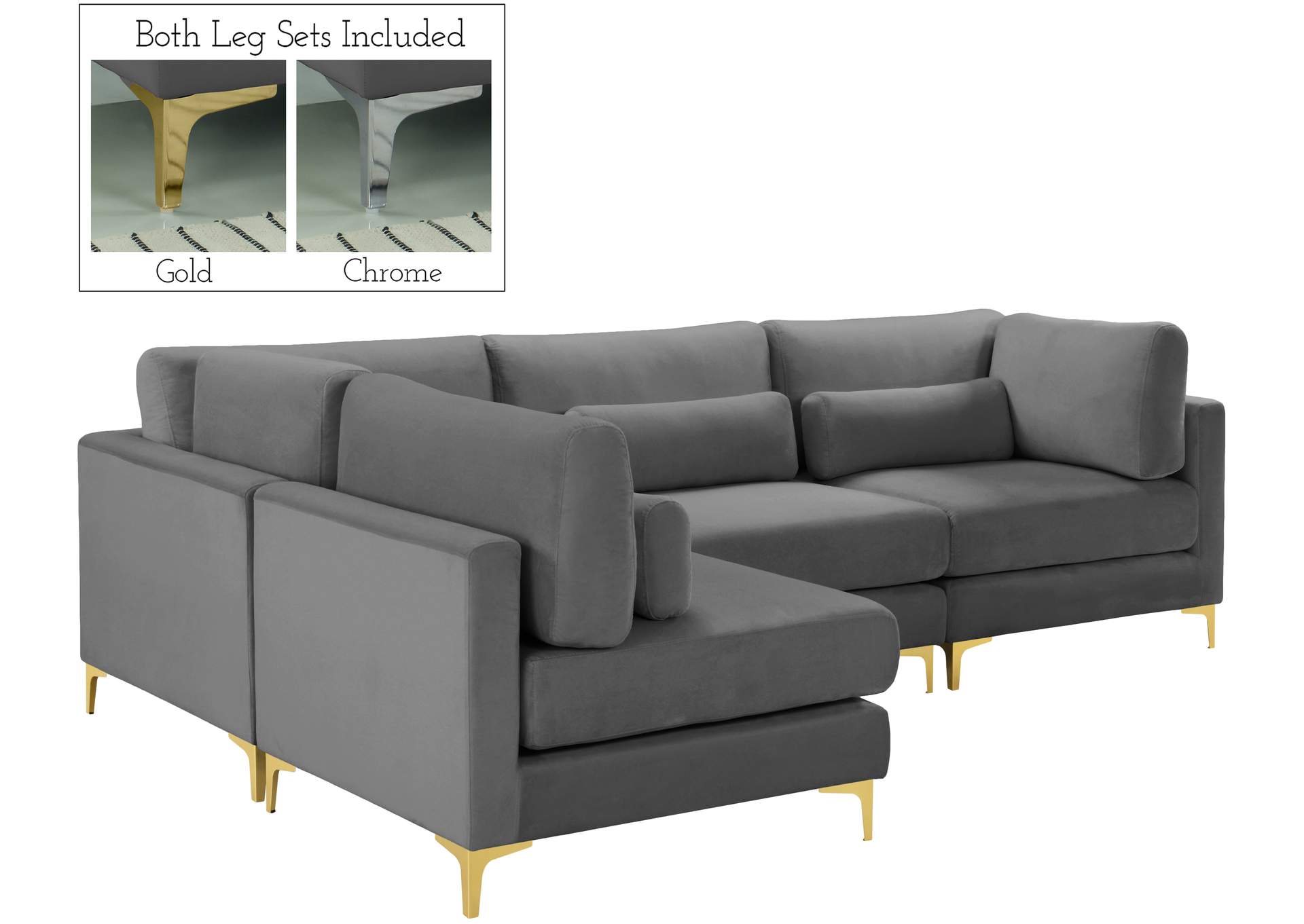 Julia Grey Velvet Modular Sectional