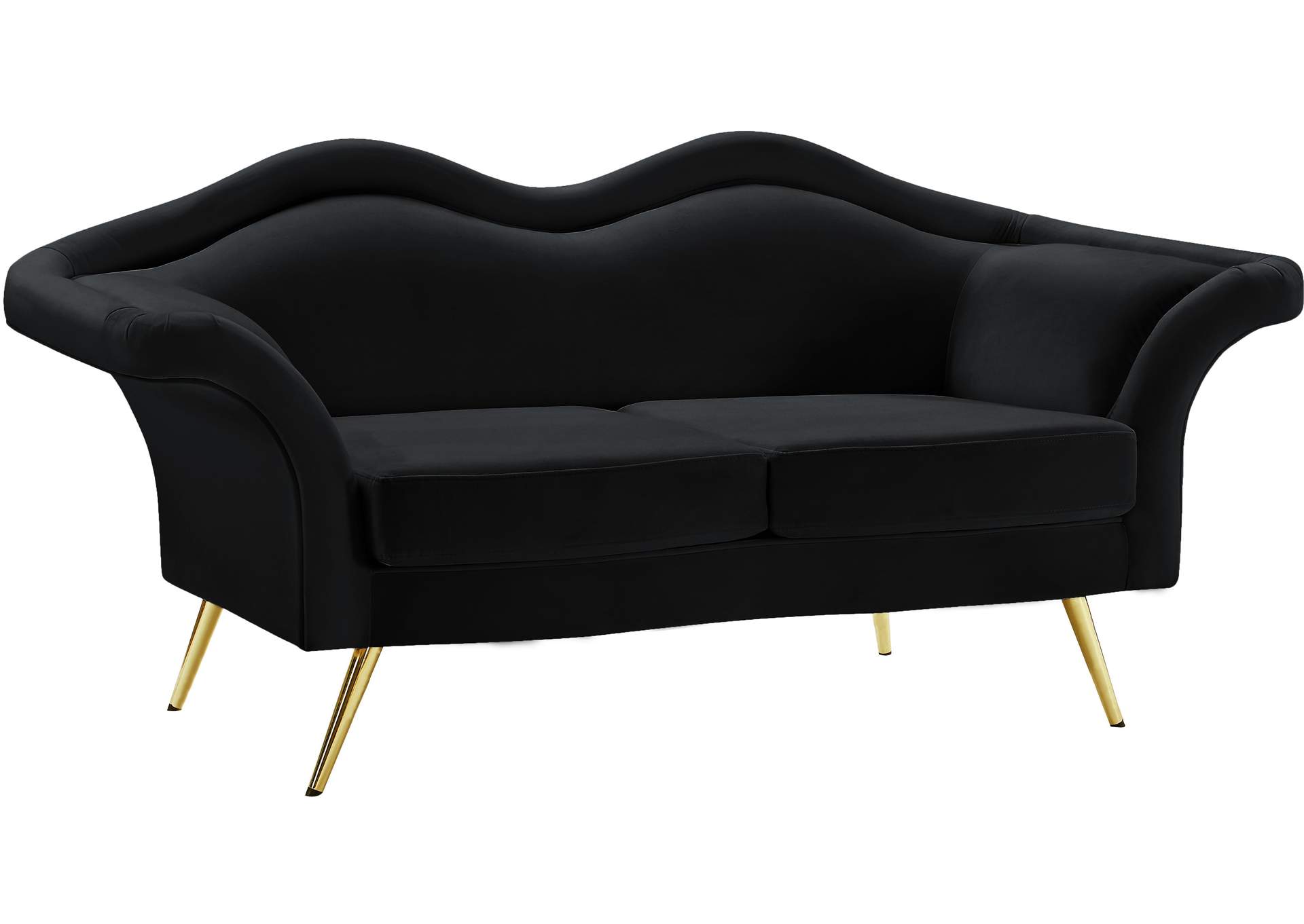 Lips Black Velvet Loveseat