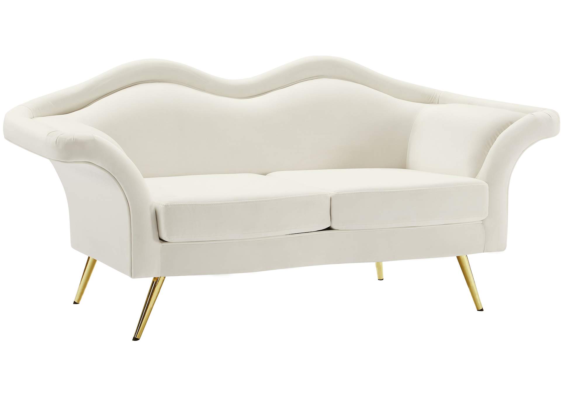 Lips Cream Velvet Loveseat