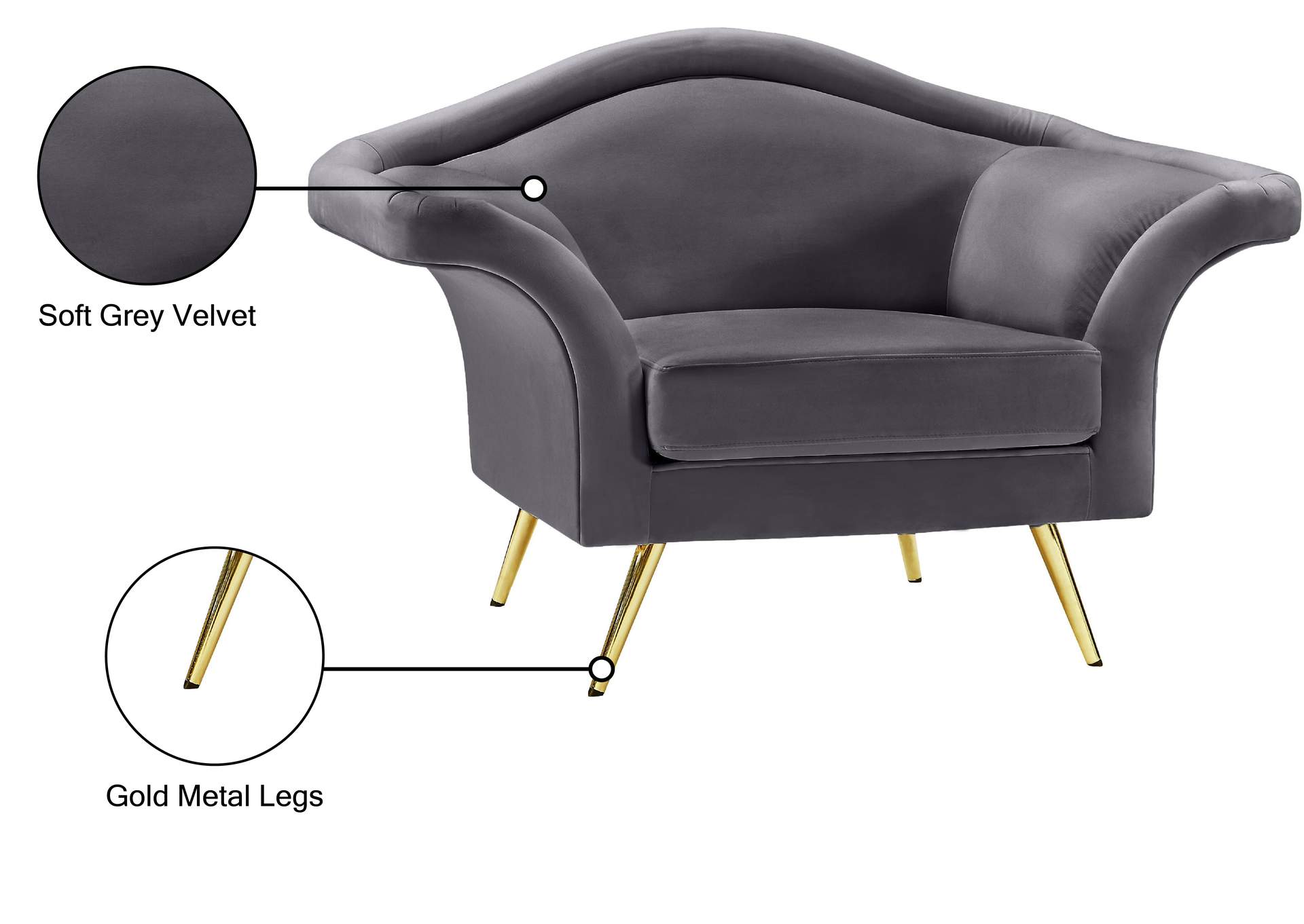 Lips Grey Velvet Chair