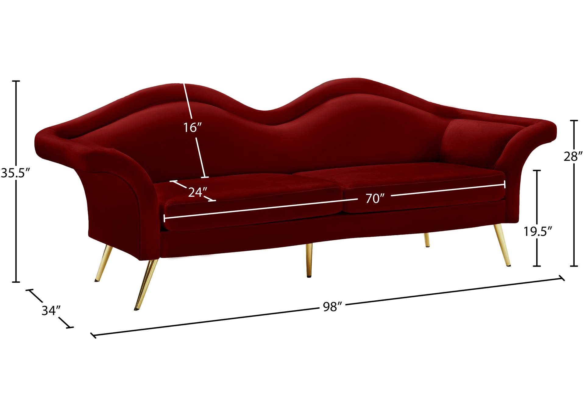 Lips Red Velvet Sofa