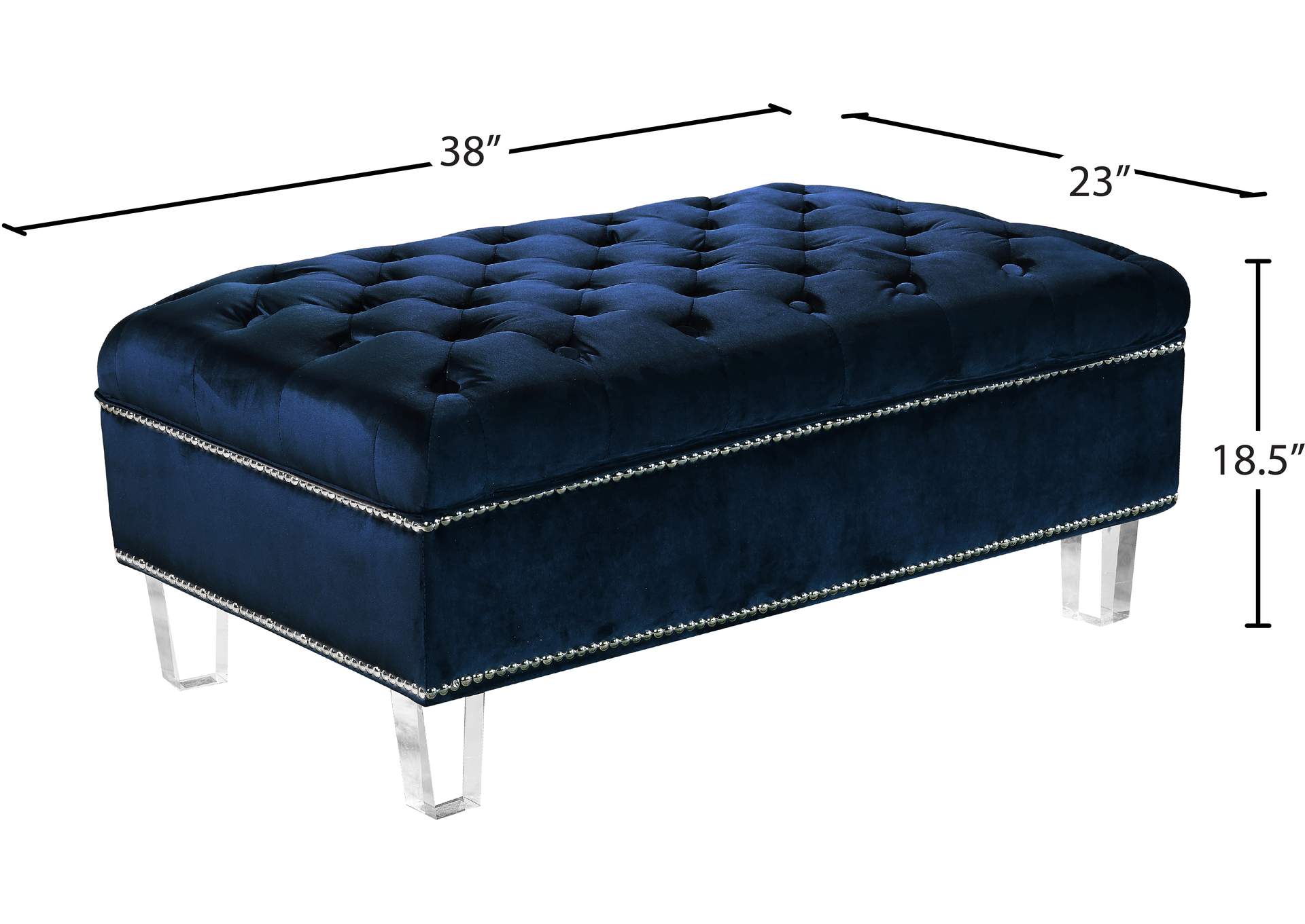 Lucas Navy Velvet Ottoman