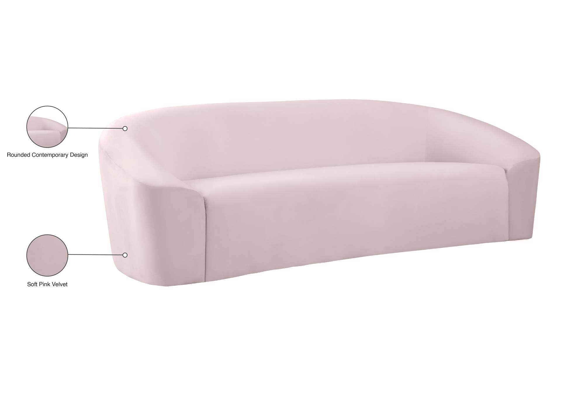 Riley Pink Velvet Sofa