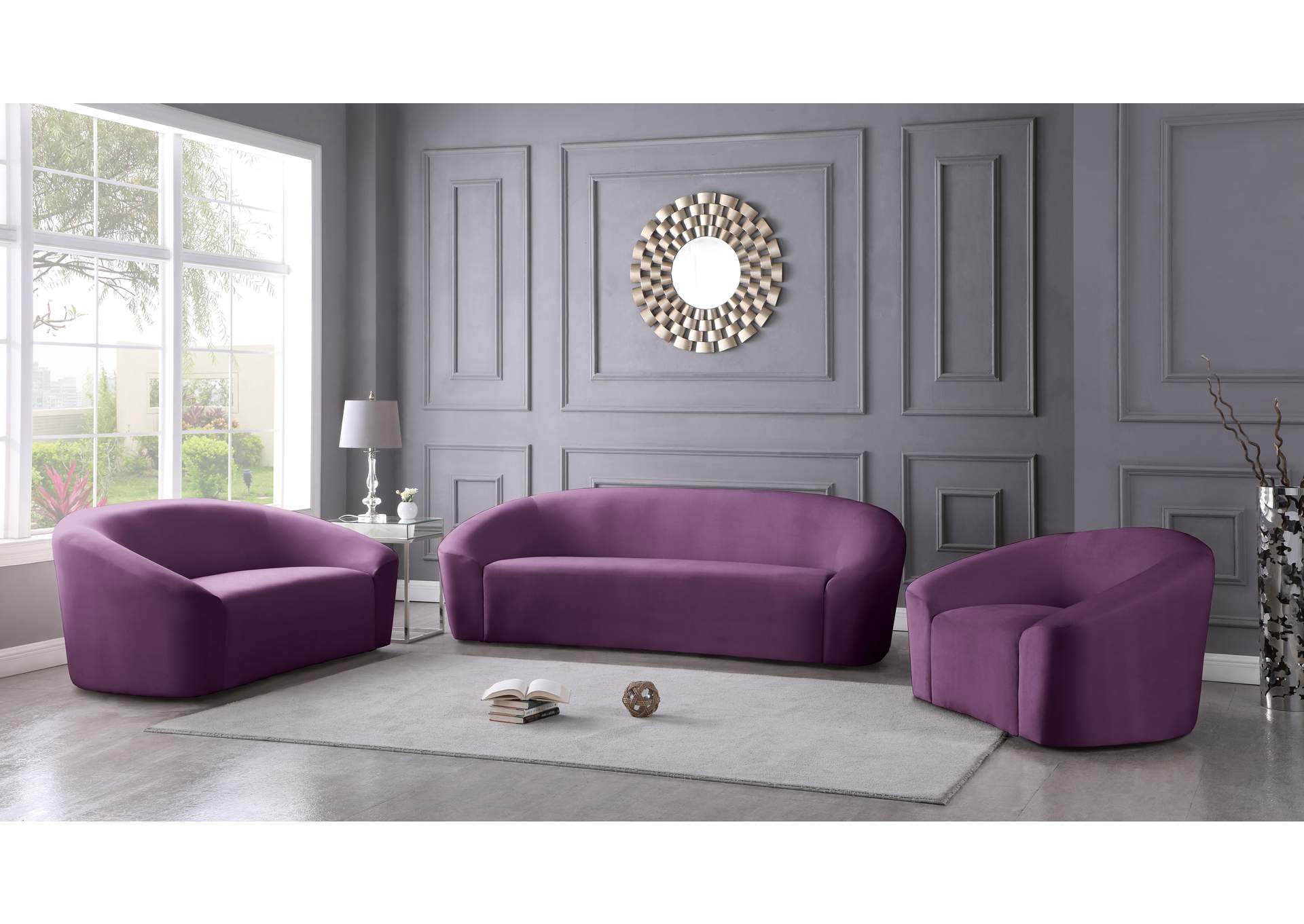 Riley Purple Velvet Sofa