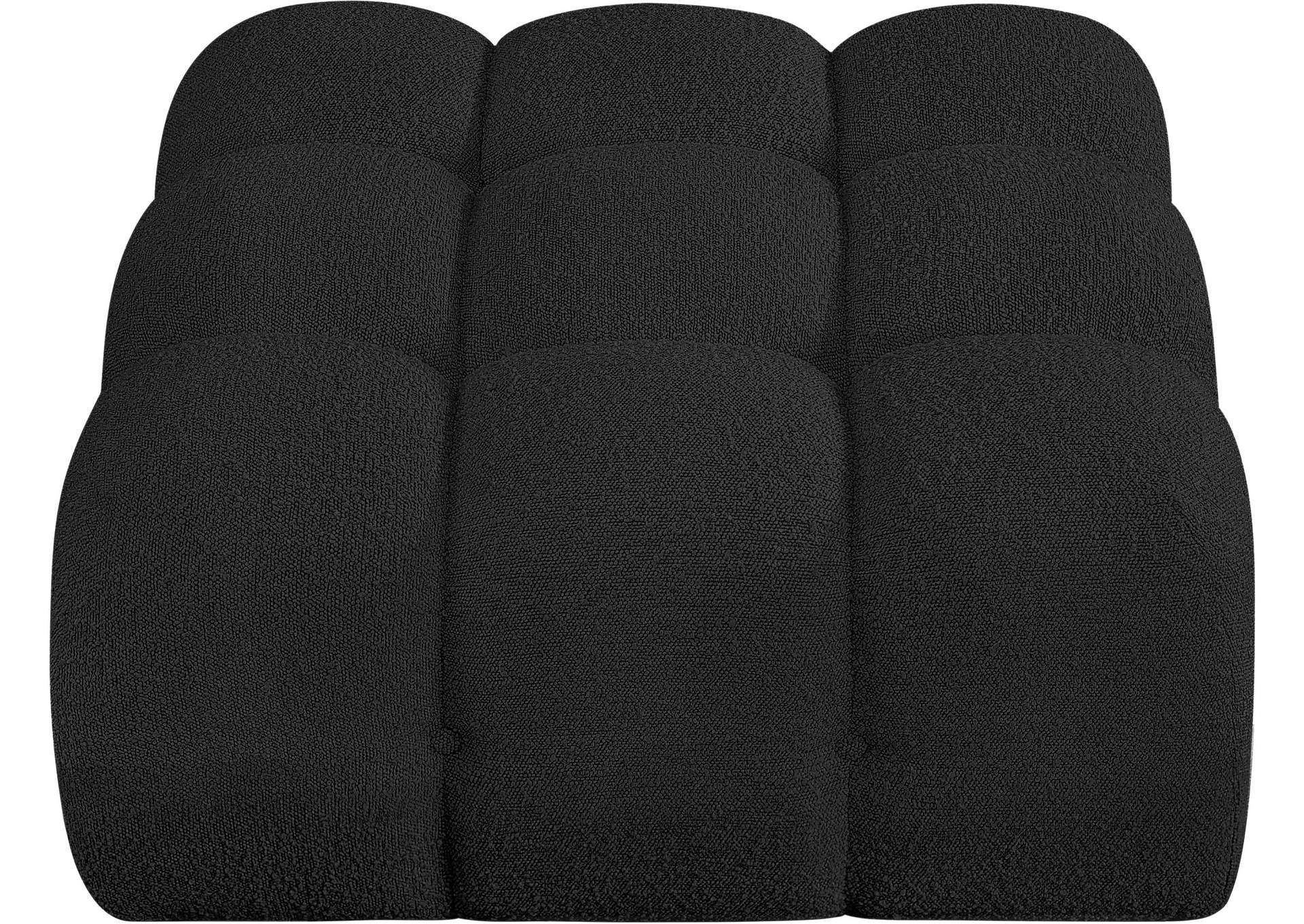 Ames Black Boucle Fabric Ottoman