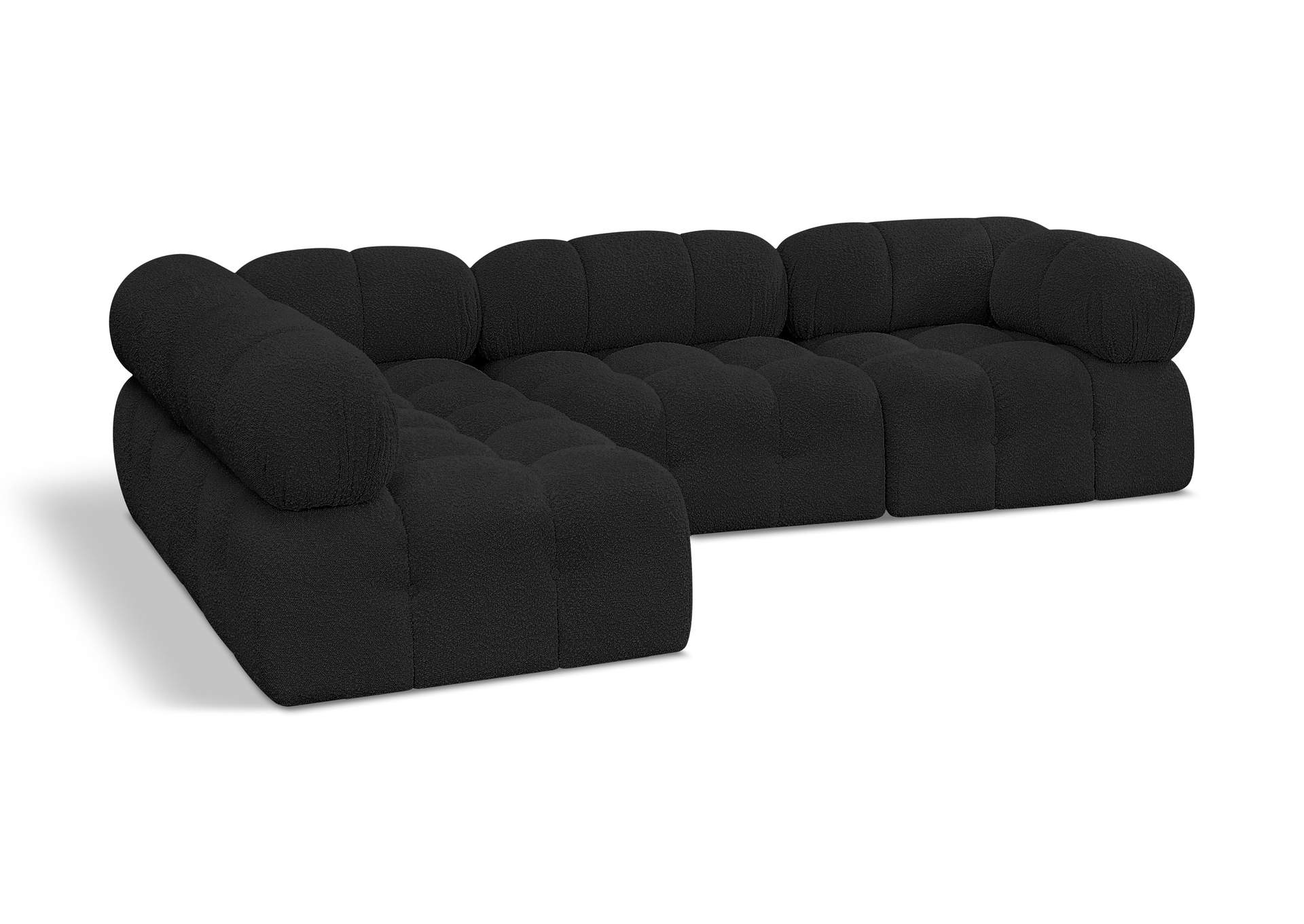 Ames Black Boucle Fabric Modular Sectional