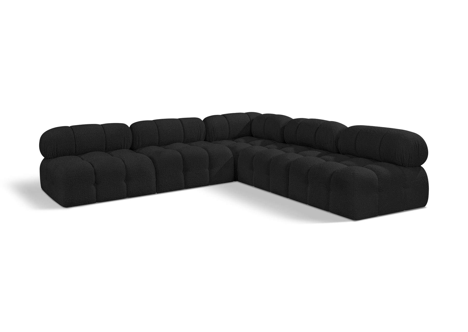 Ames Black Boucle Fabric Modular Sectional