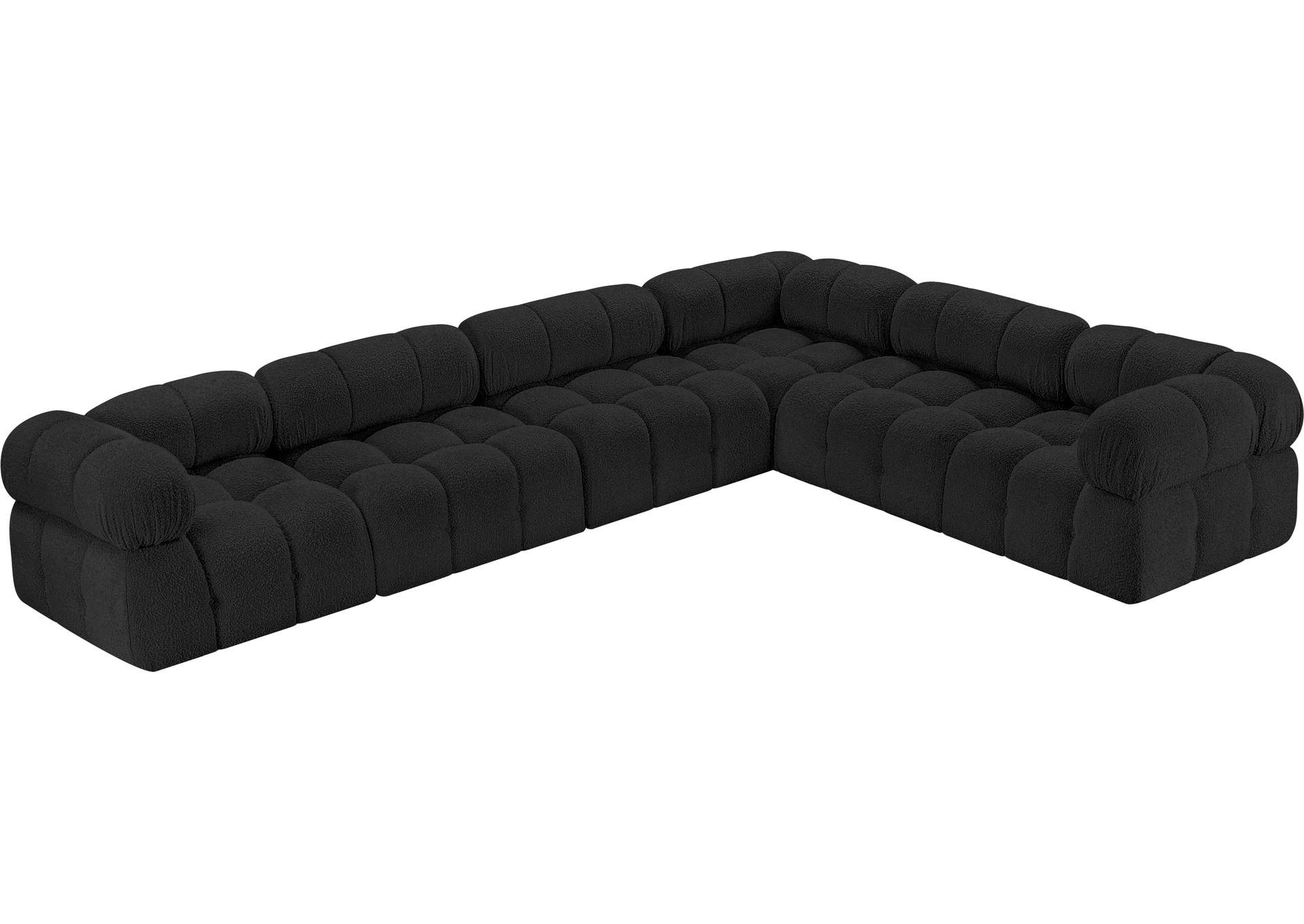 Ames Black Boucle Fabric Modular Sectional