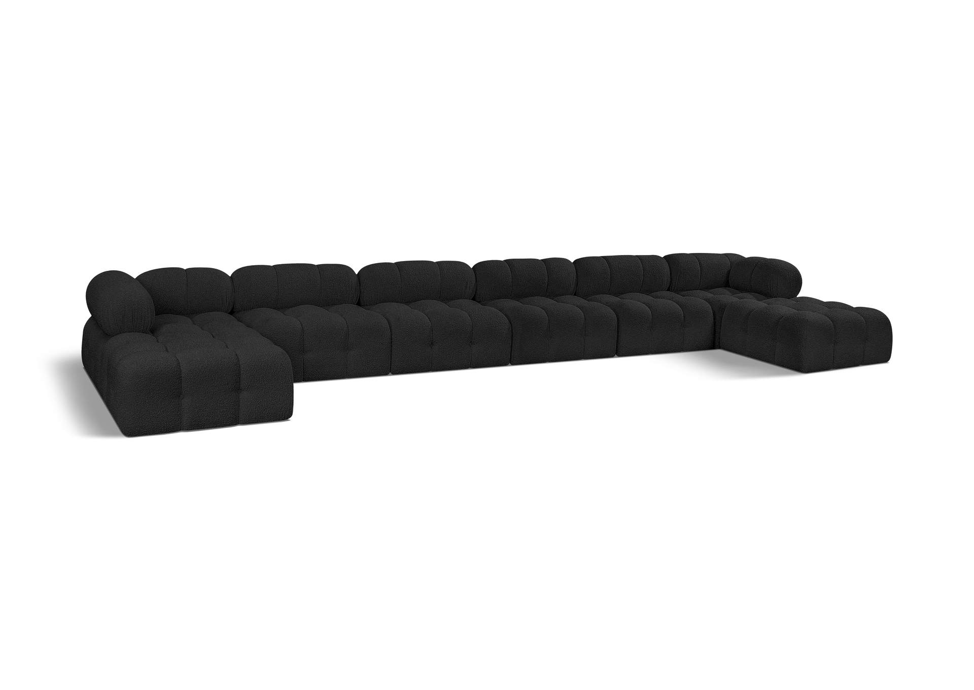 Ames Black Boucle Fabric Modular Sectional