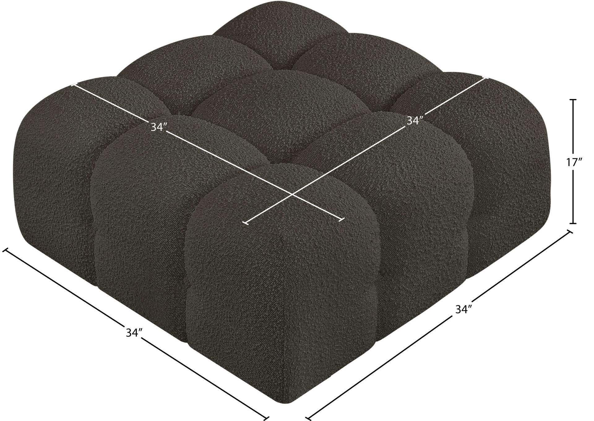 Ames Brown Boucle Fabric Ottoman