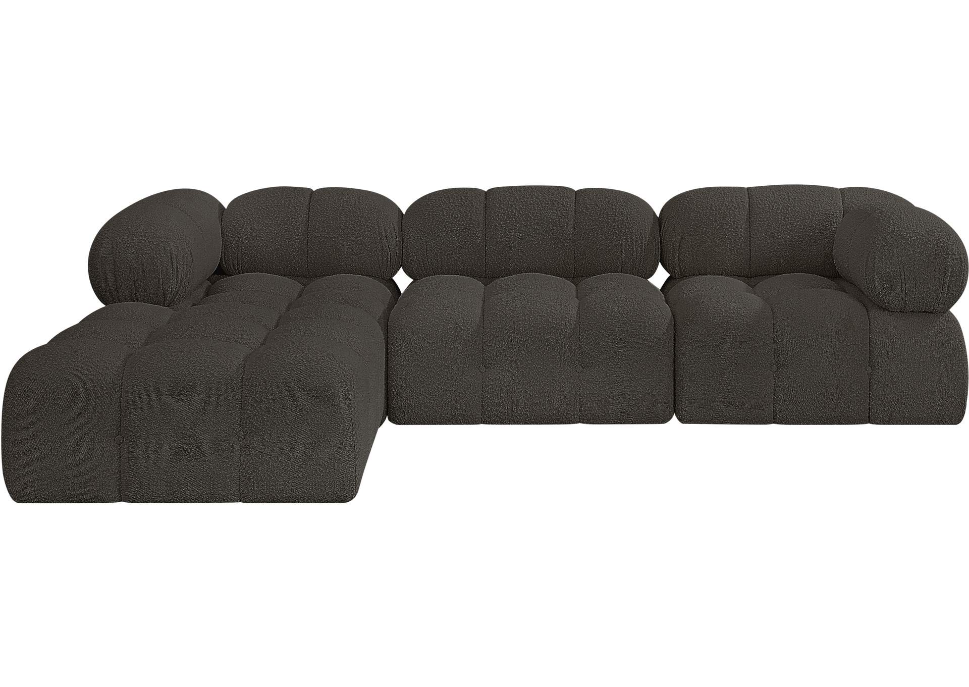 Ames Brown Boucle Fabric Modular Sectional