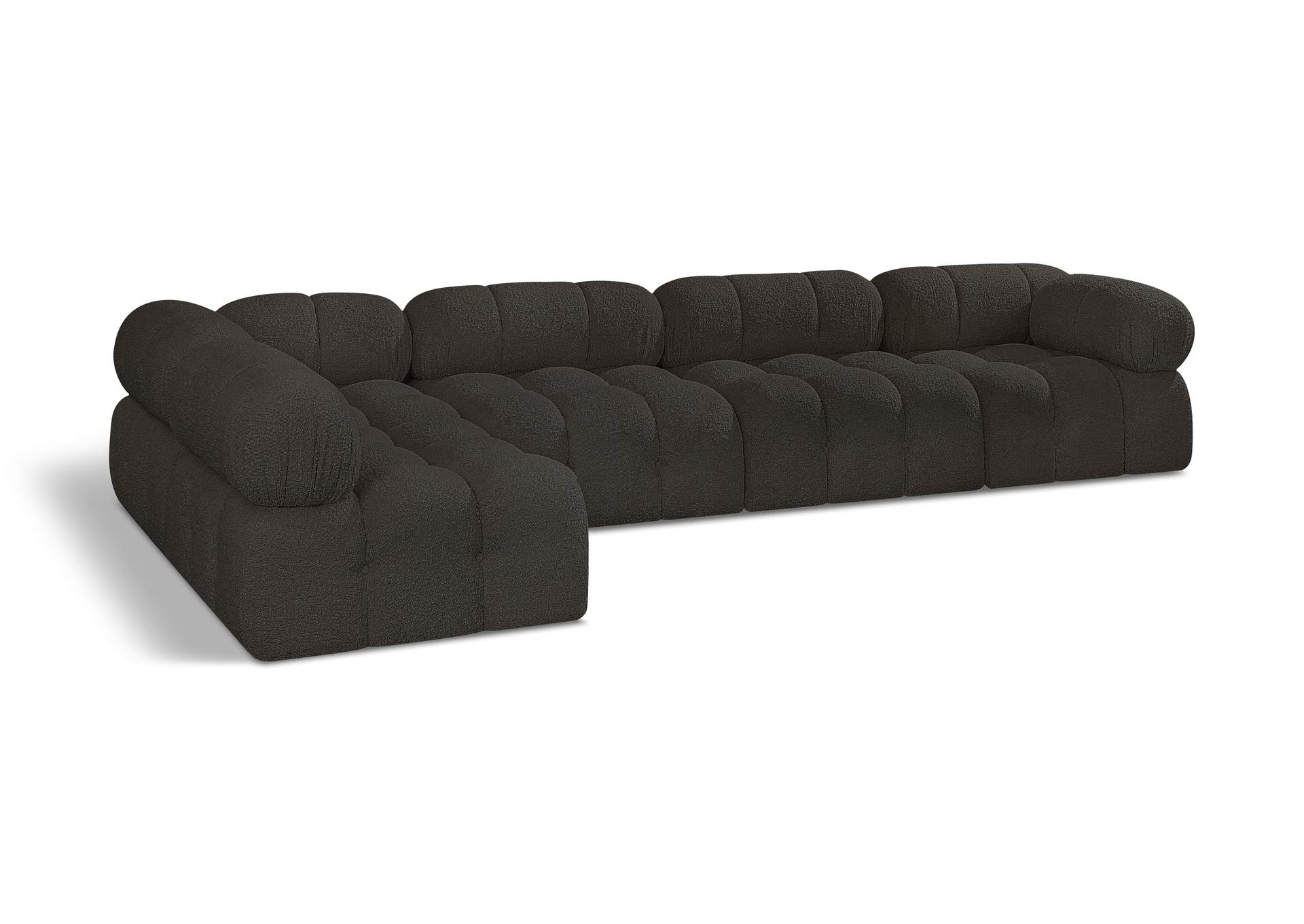 Ames Brown Boucle Fabric Modular Sectional