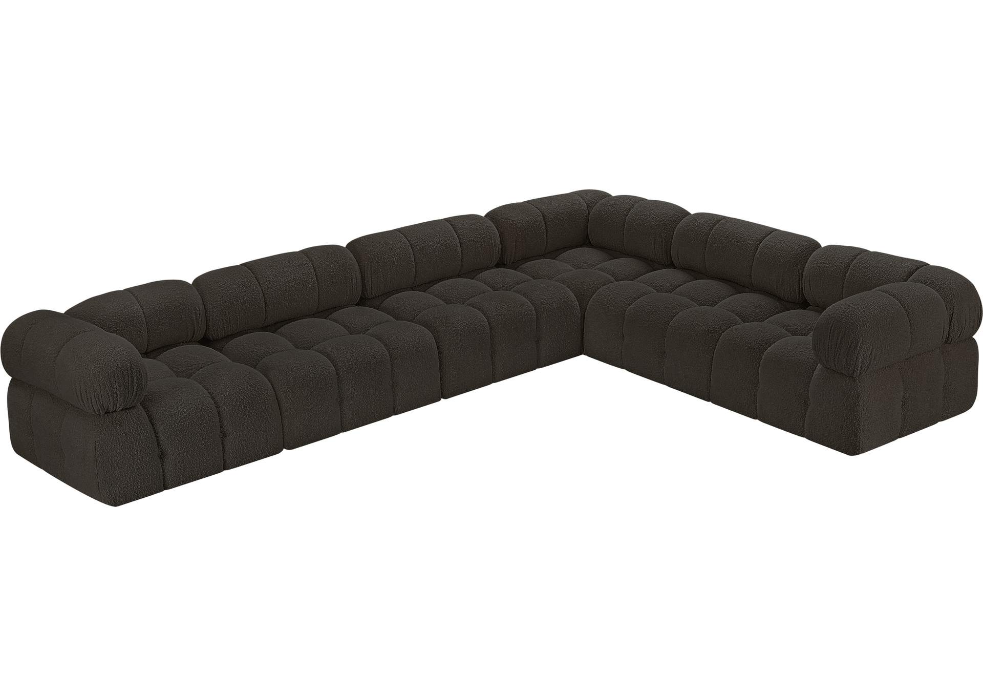 Ames Brown Boucle Fabric Modular Sectional