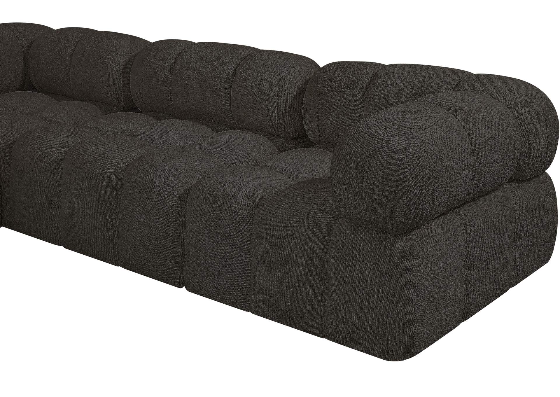 Ames Brown Boucle Fabric Modular Sectional
