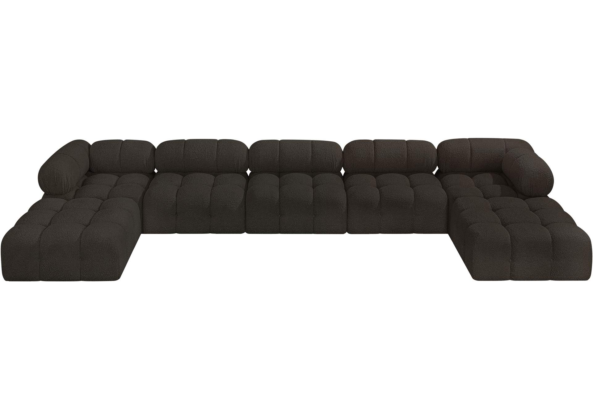 Ames Brown Boucle Fabric Modular Sectional
