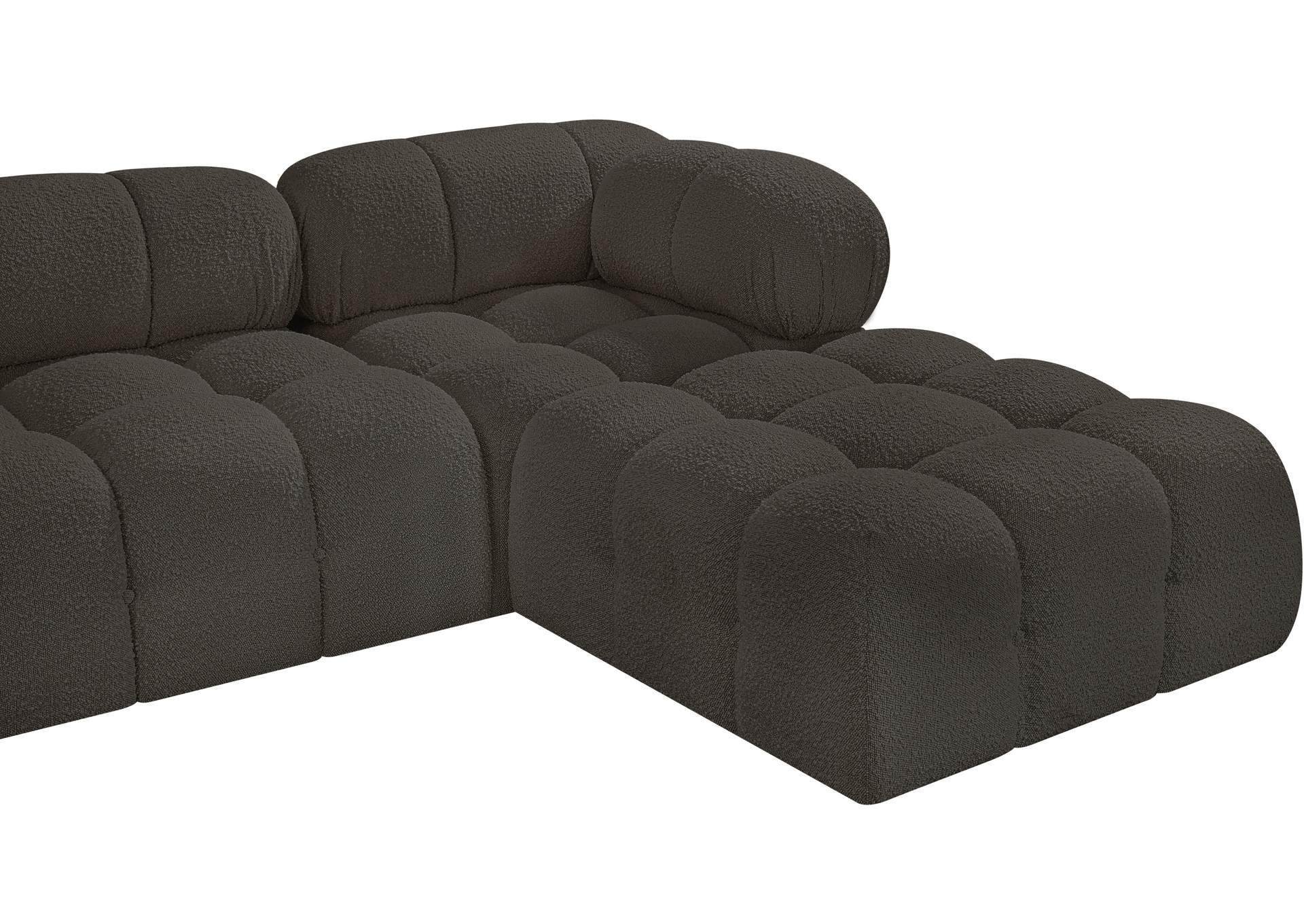 Ames Brown Boucle Fabric Modular Sectional