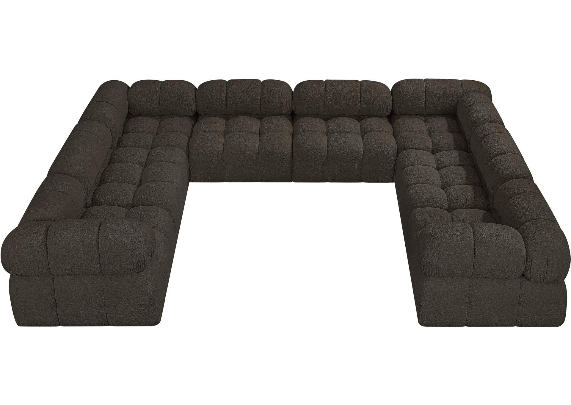 Ames Brown Boucle Fabric Modular Sectional