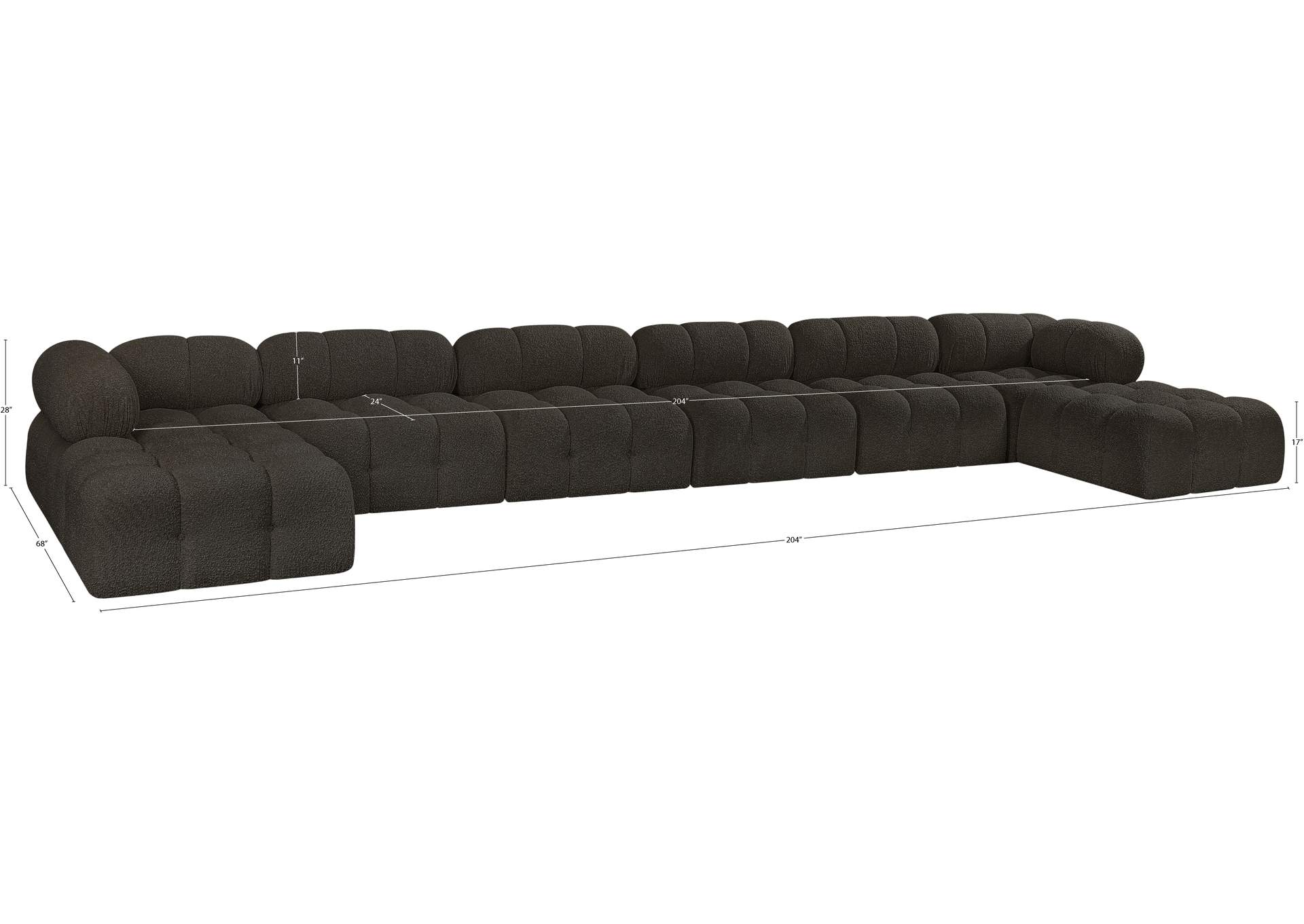 Ames Brown Boucle Fabric Modular Sectional