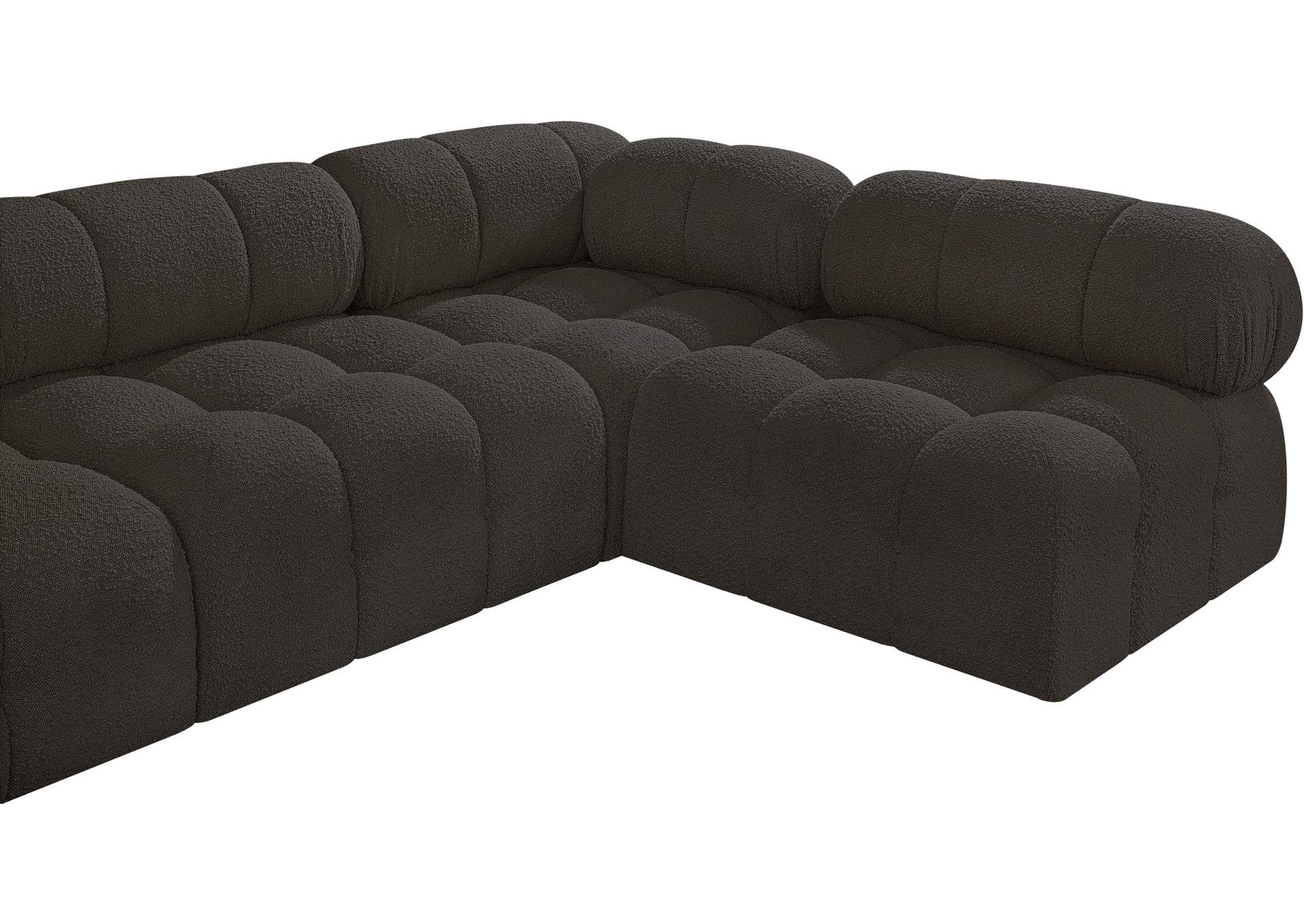 Ames Brown Boucle Fabric Modular Sectional