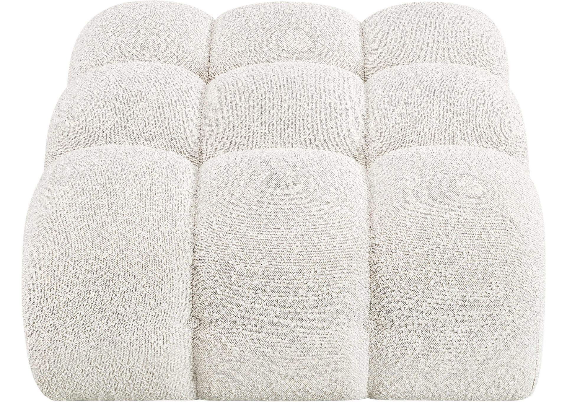 Ames Cream Boucle Fabric Ottoman