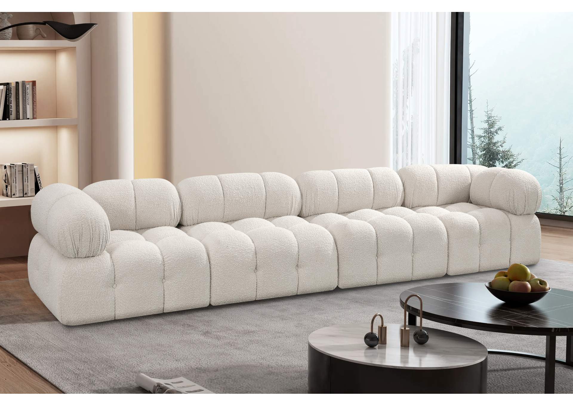 Ames Cream Boucle Fabric Modular Sofa
