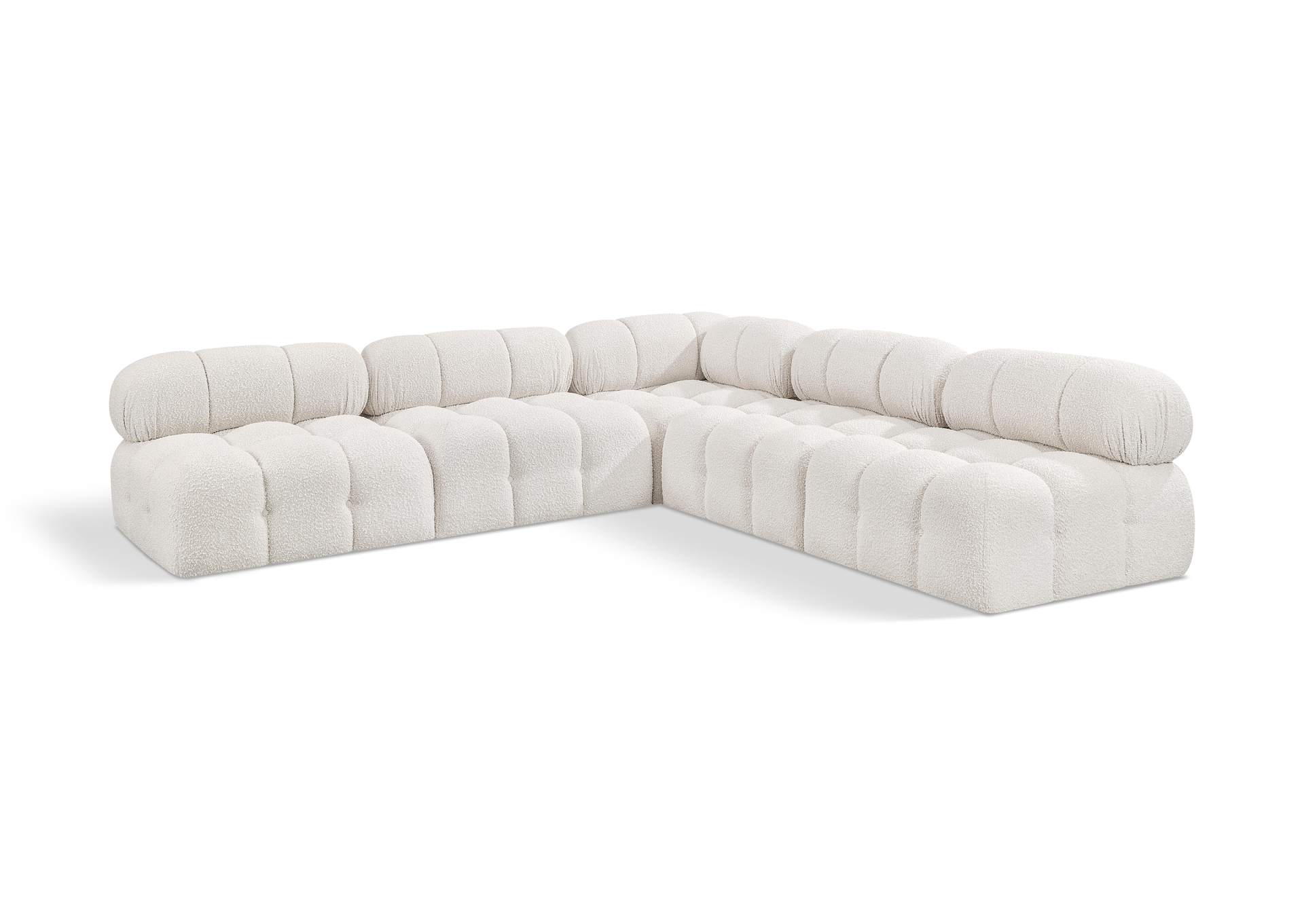 Ames Cream Boucle Fabric Modular Sectional