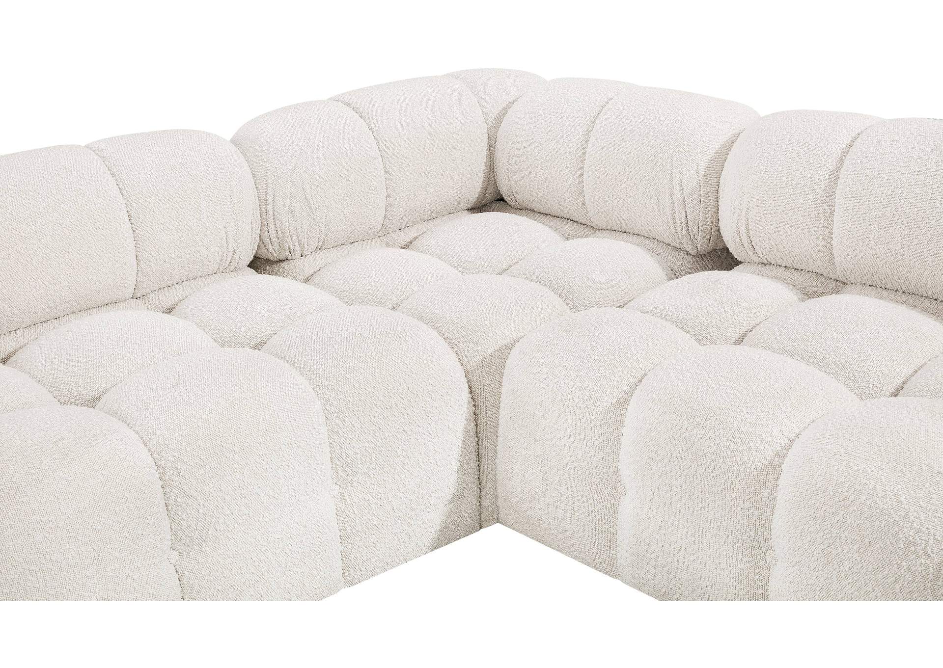 Ames Cream Boucle Fabric Modular Sectional