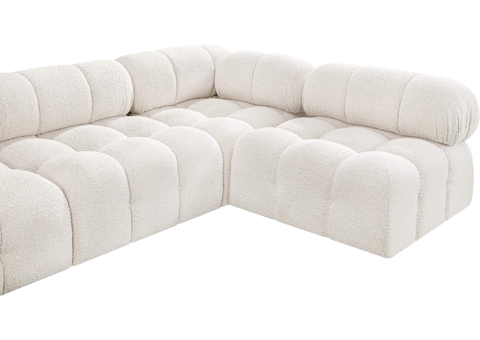 Ames Cream Boucle Fabric Modular Sectional