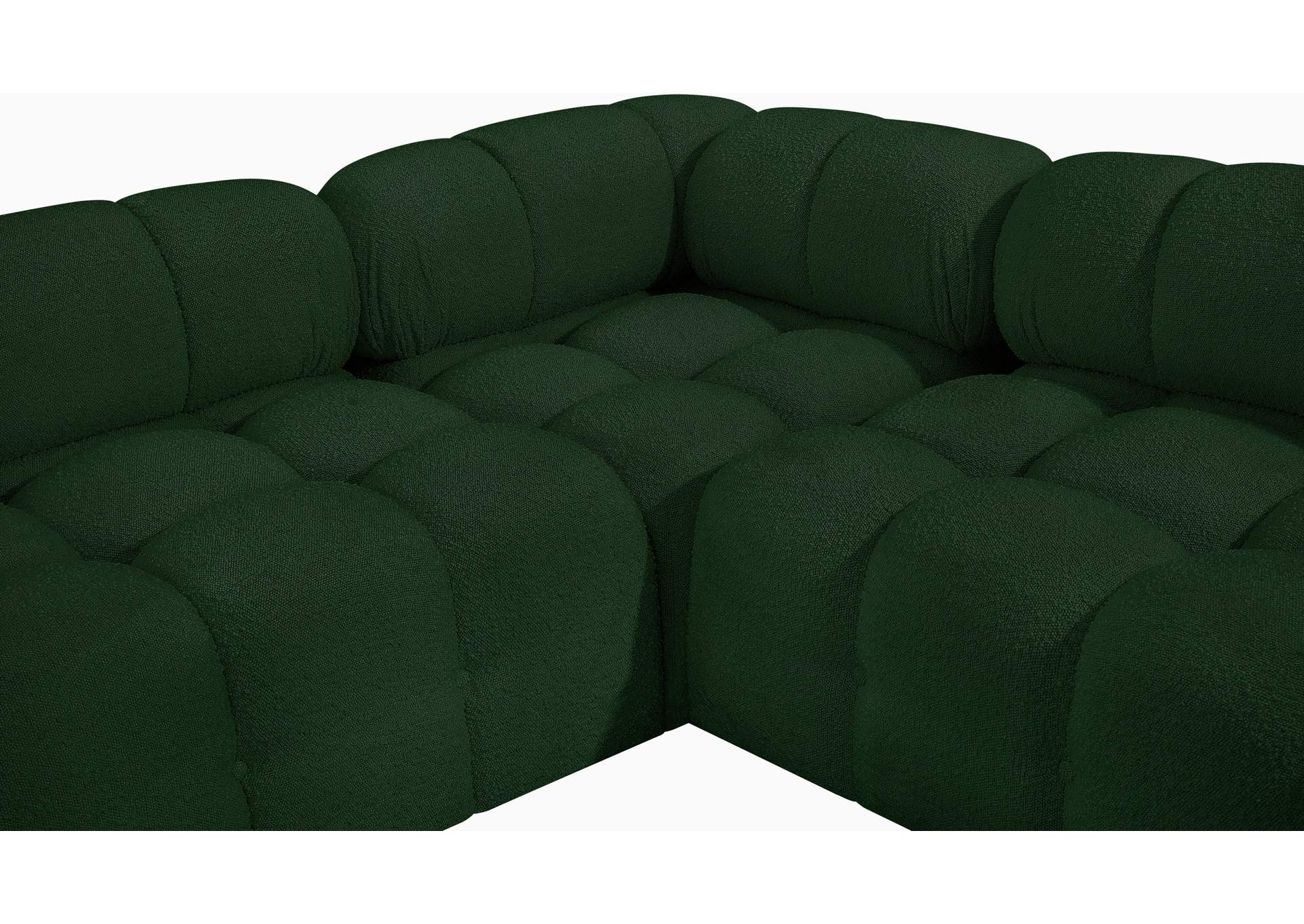 Ames Green Boucle Fabric Modular Sectional