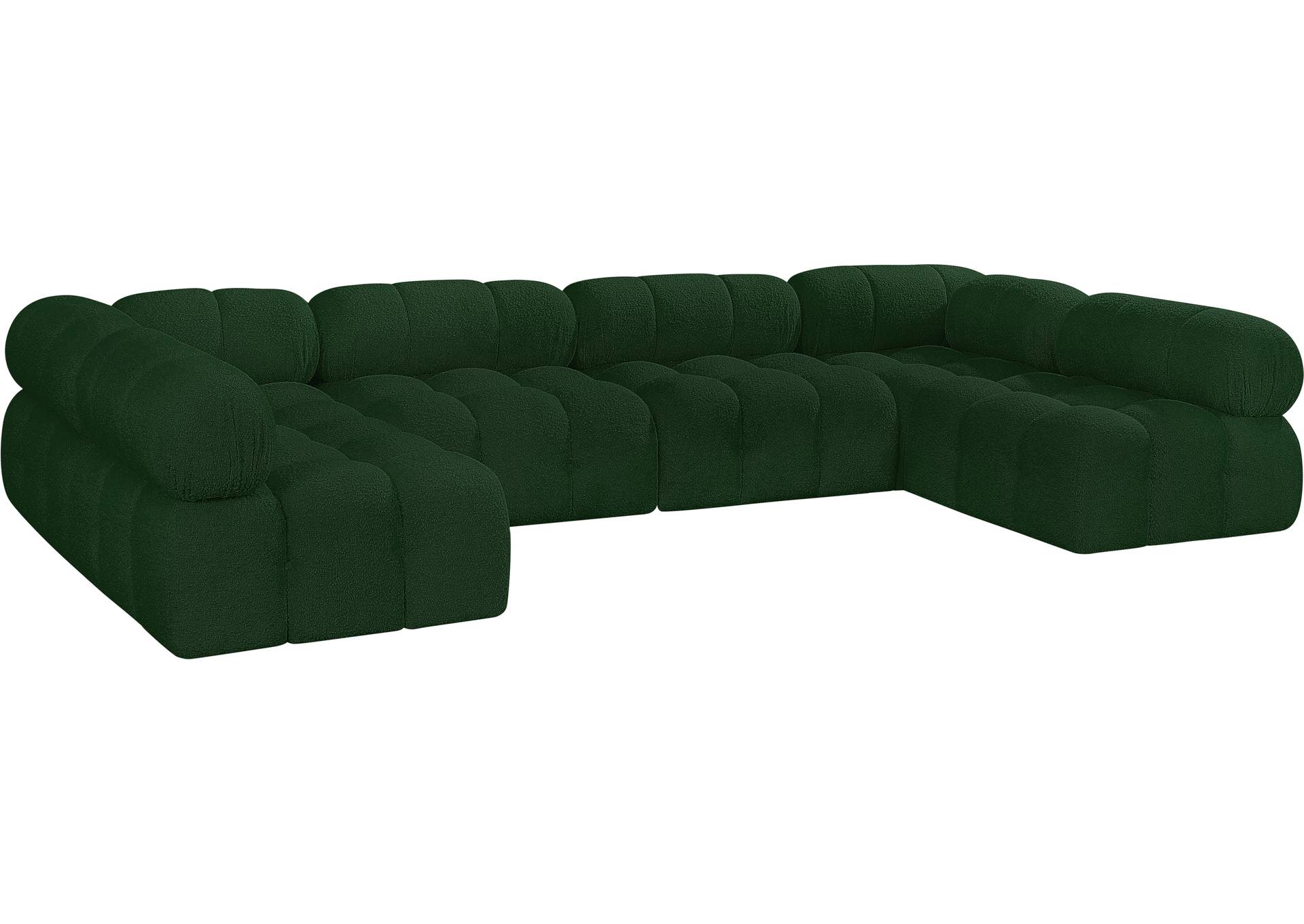 Ames Green Boucle Fabric Modular Sectional