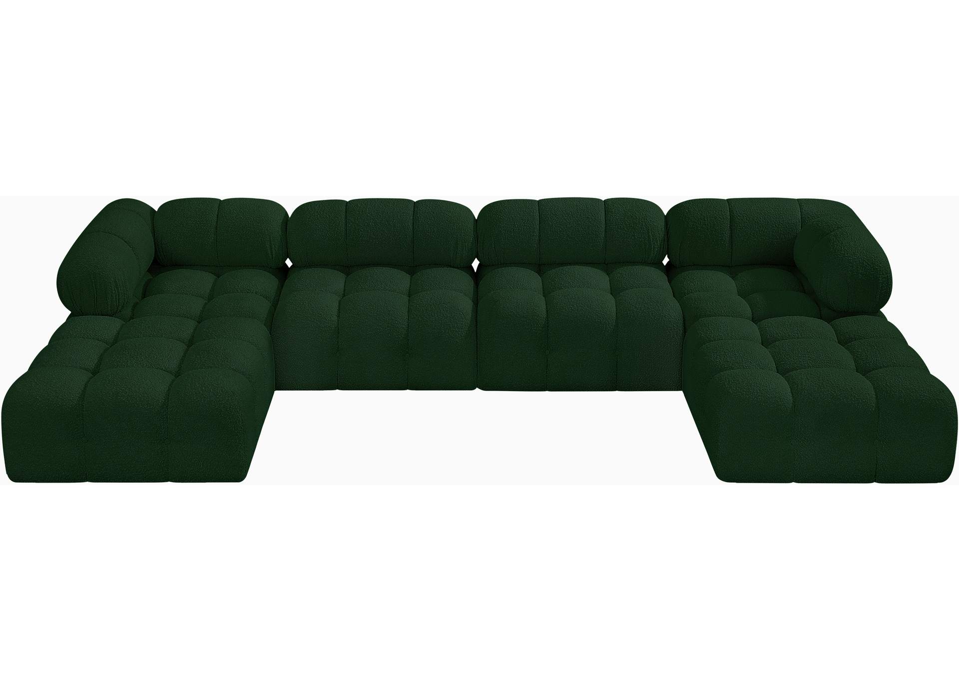 Ames Green Boucle Fabric Modular Sectional