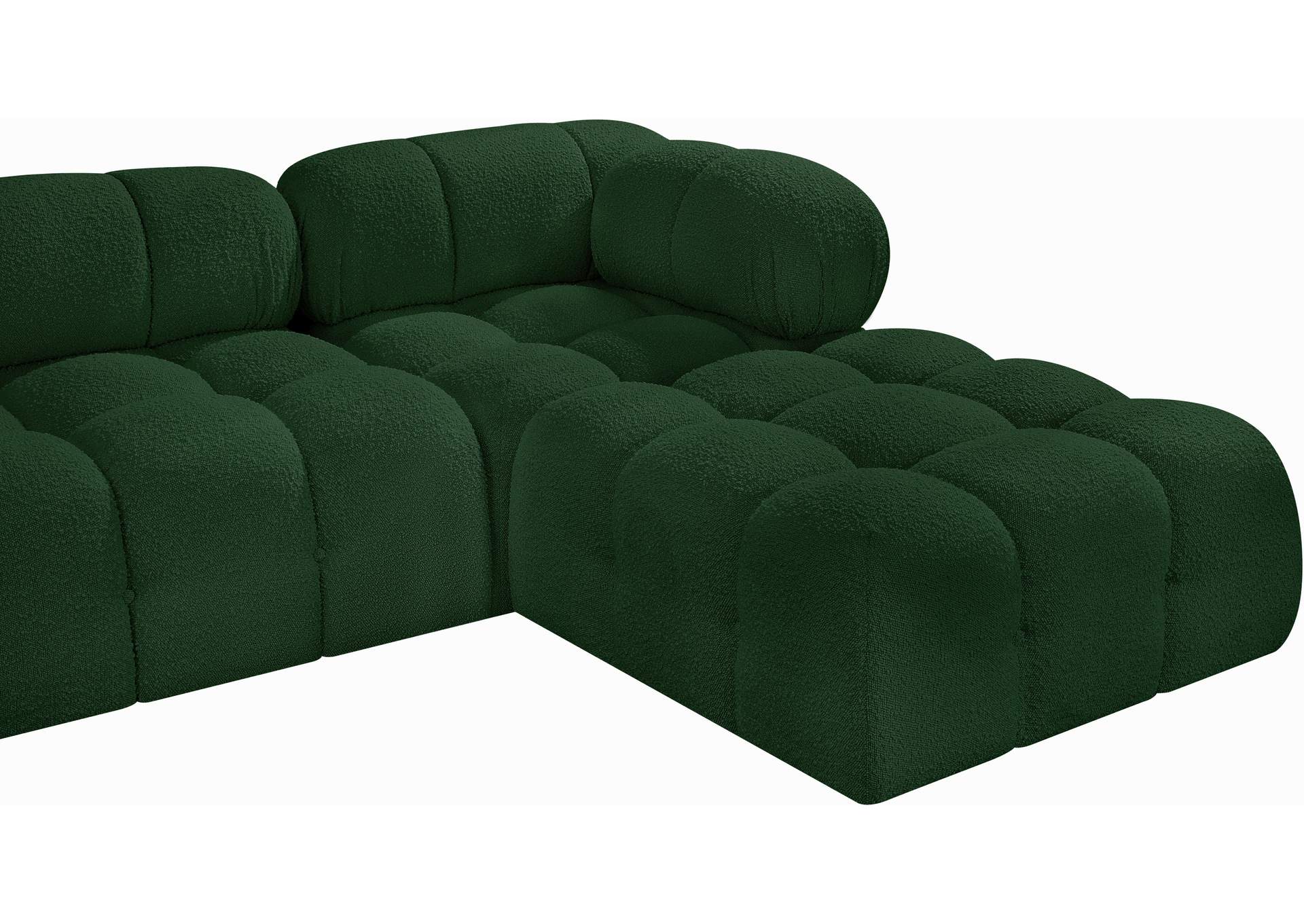 Ames Green Boucle Fabric Modular Sectional