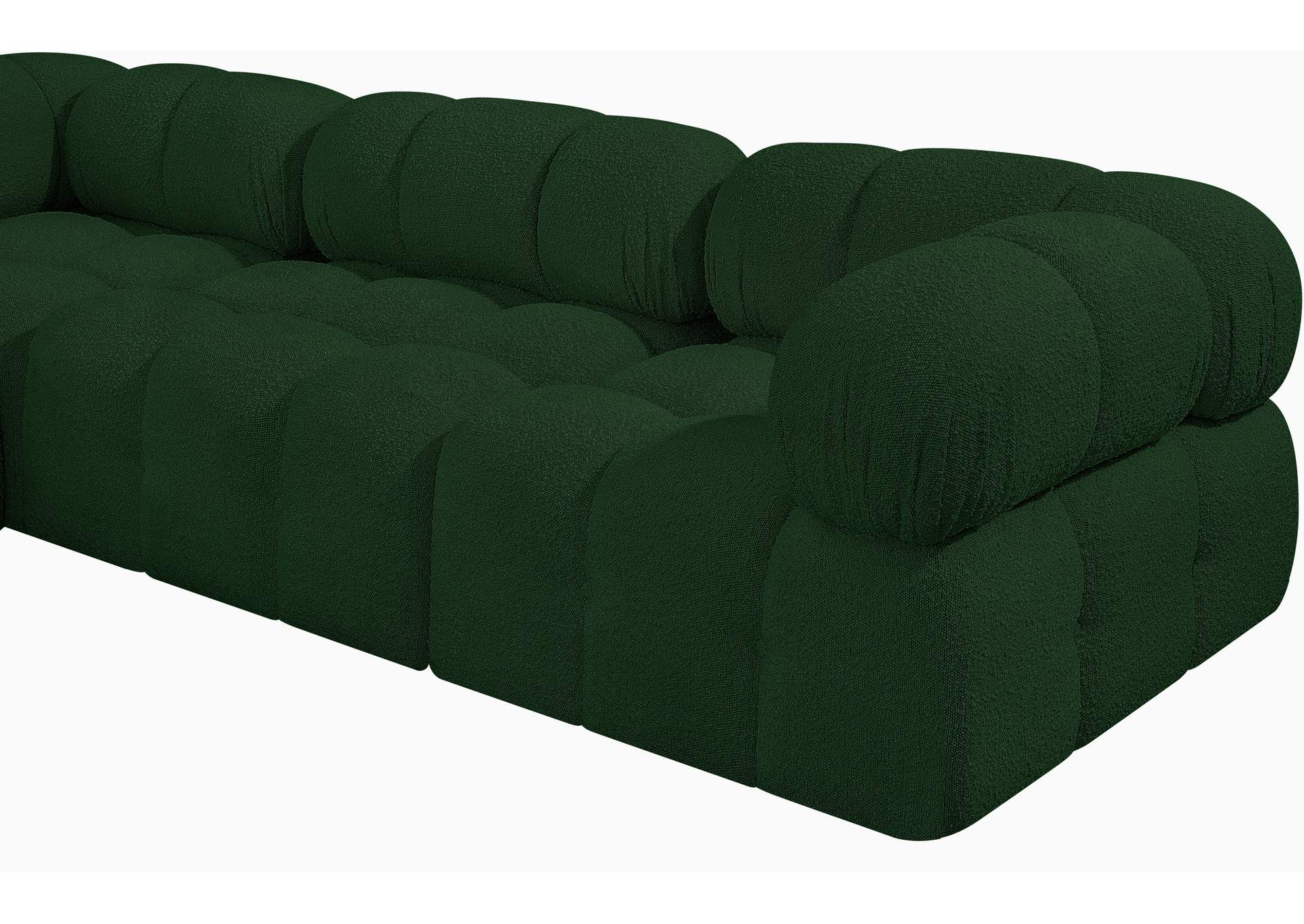 Ames Green Boucle Fabric Modular Sectional