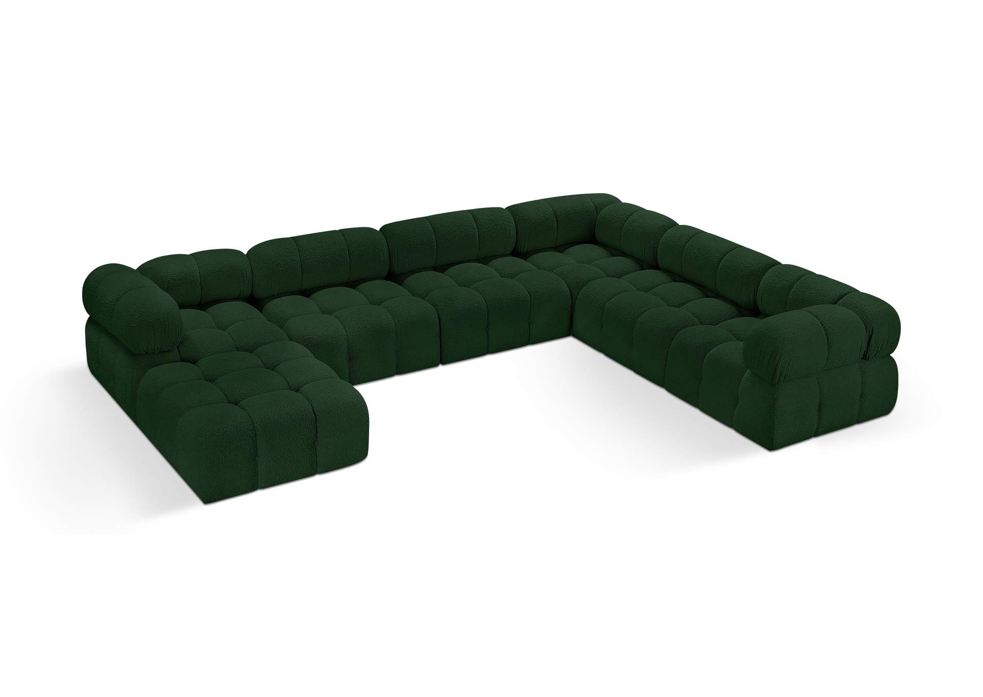 Ames Green Boucle Fabric Modular Sectional