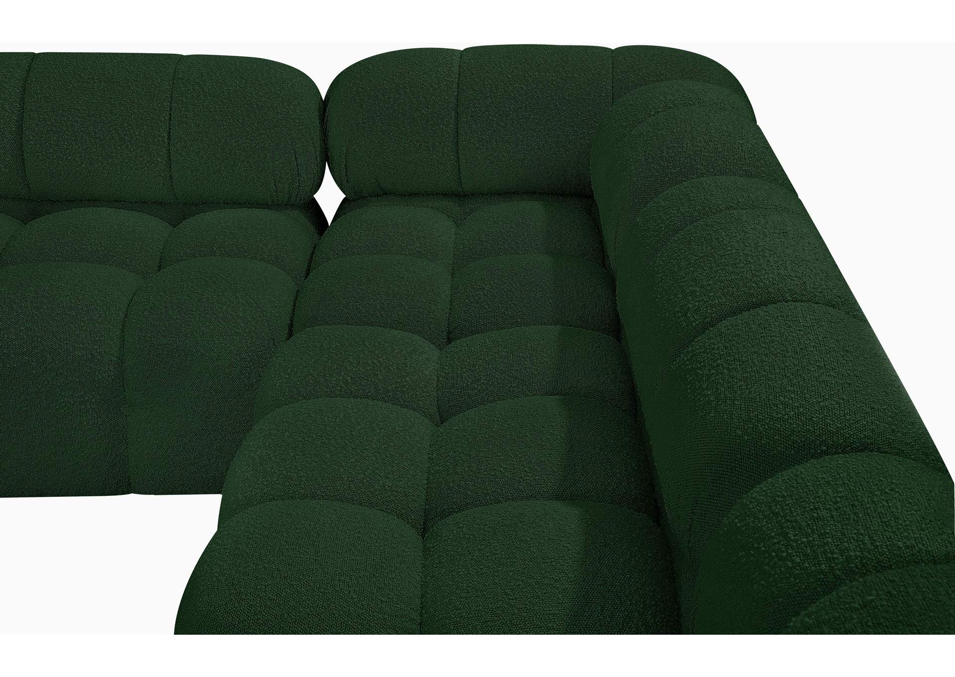 Ames Green Boucle Fabric Modular Sectional