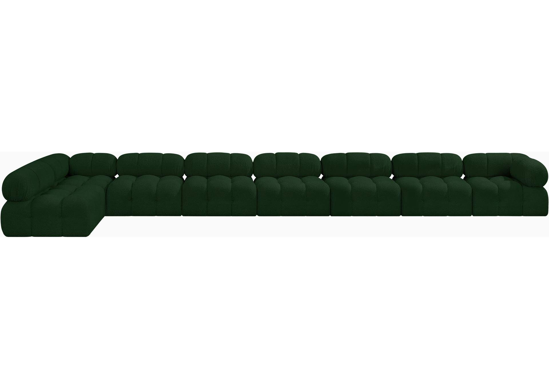 Ames Green Boucle Fabric Modular Sectional