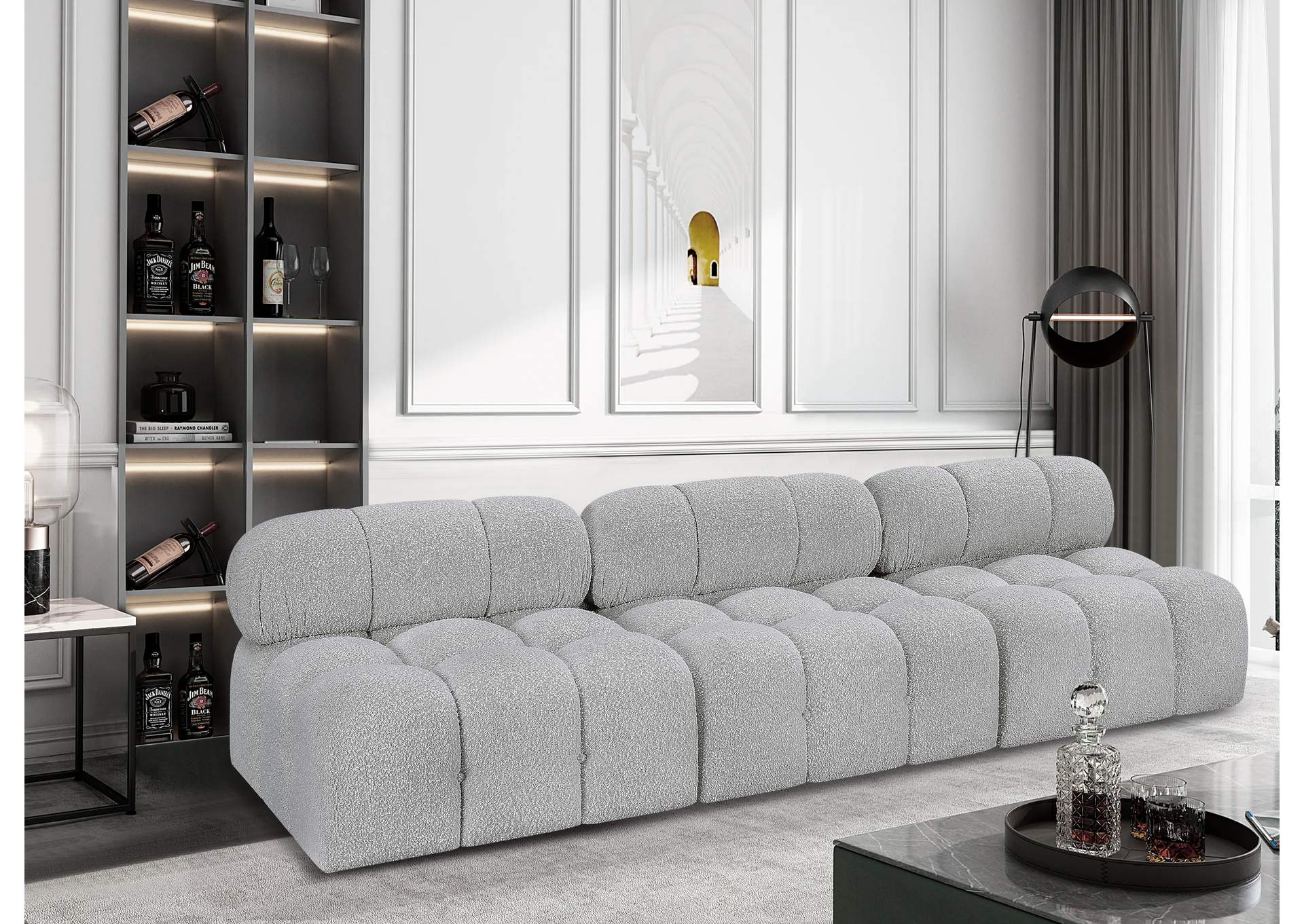 Ames Grey Boucle Fabric Modular Sofa