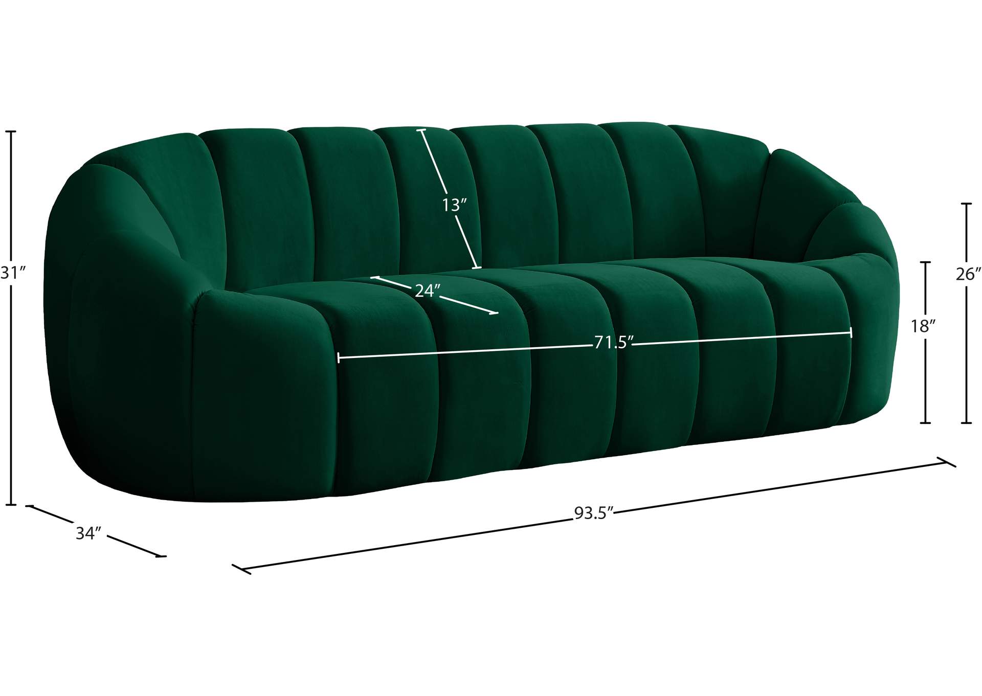 Elijah Green Velvet Sofa