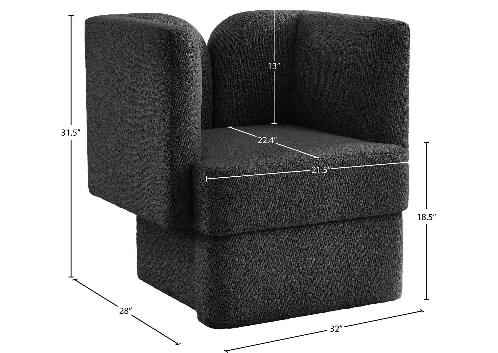 Marcel Black Boucle Fabric Chair